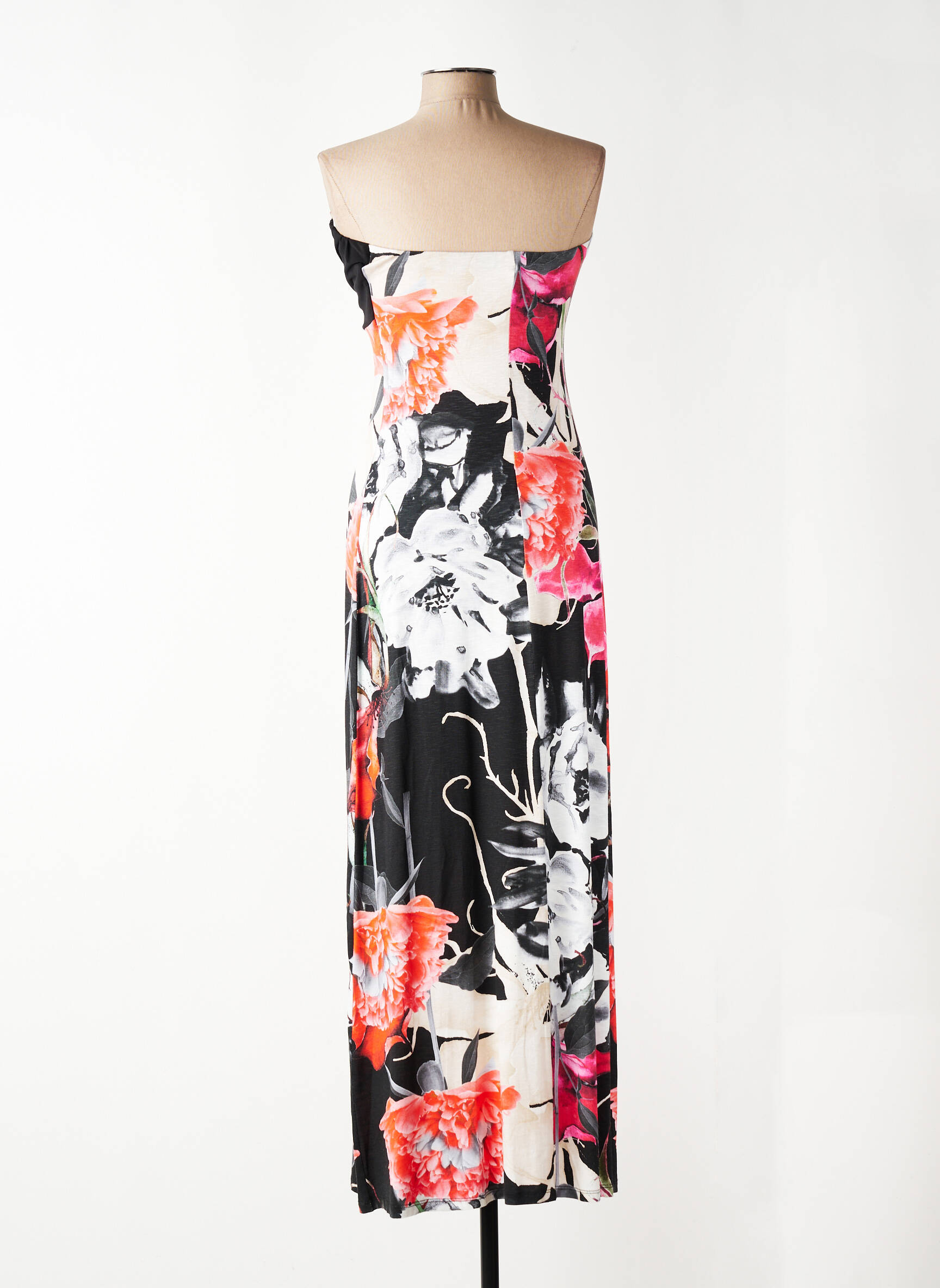 Robe longue imprimé fleurs sans manche noir EROKE femme