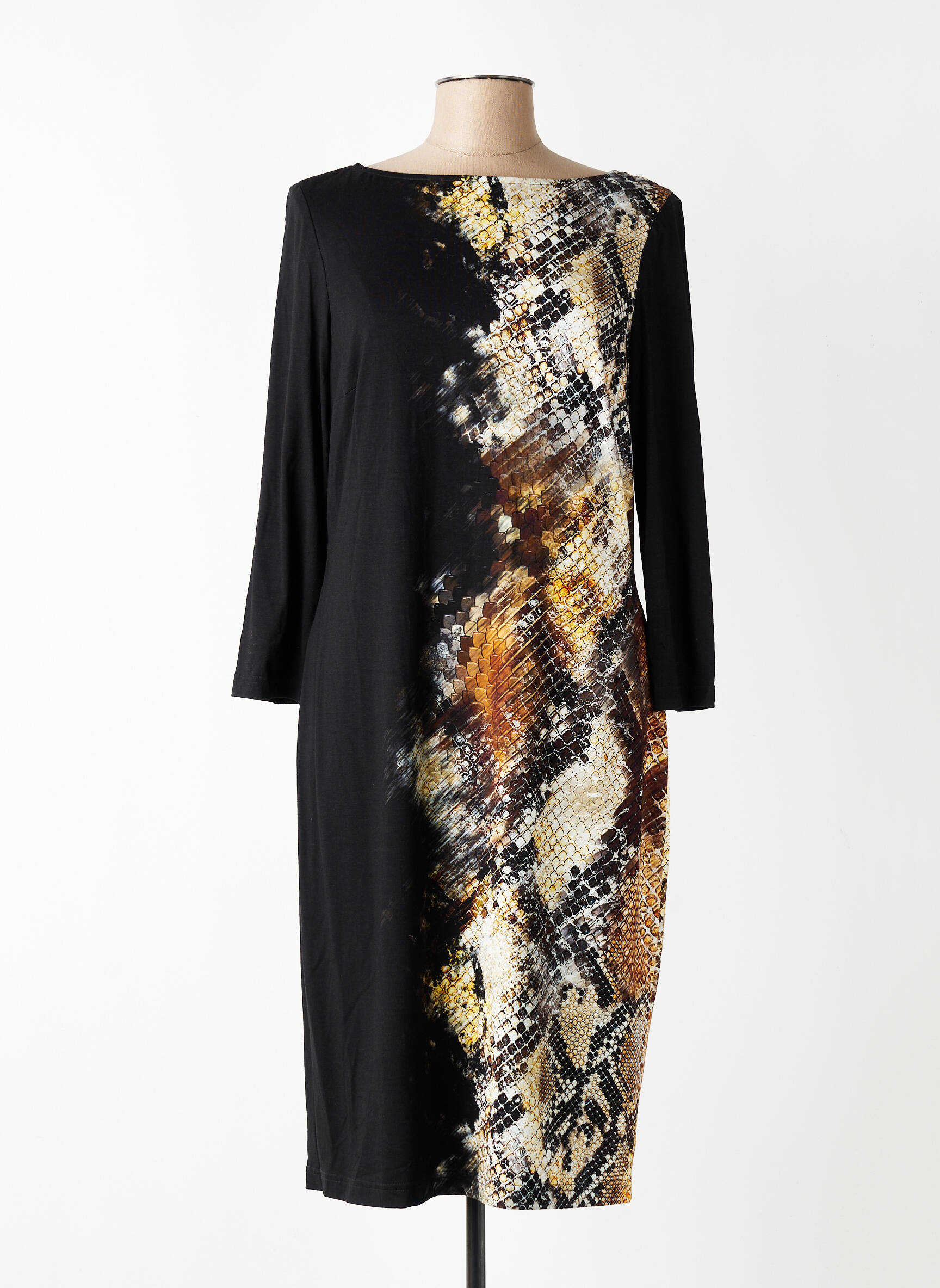 Robe mi-longue manches 3/4 manches 3/4 noir JOSEPH RIBKOFF femme