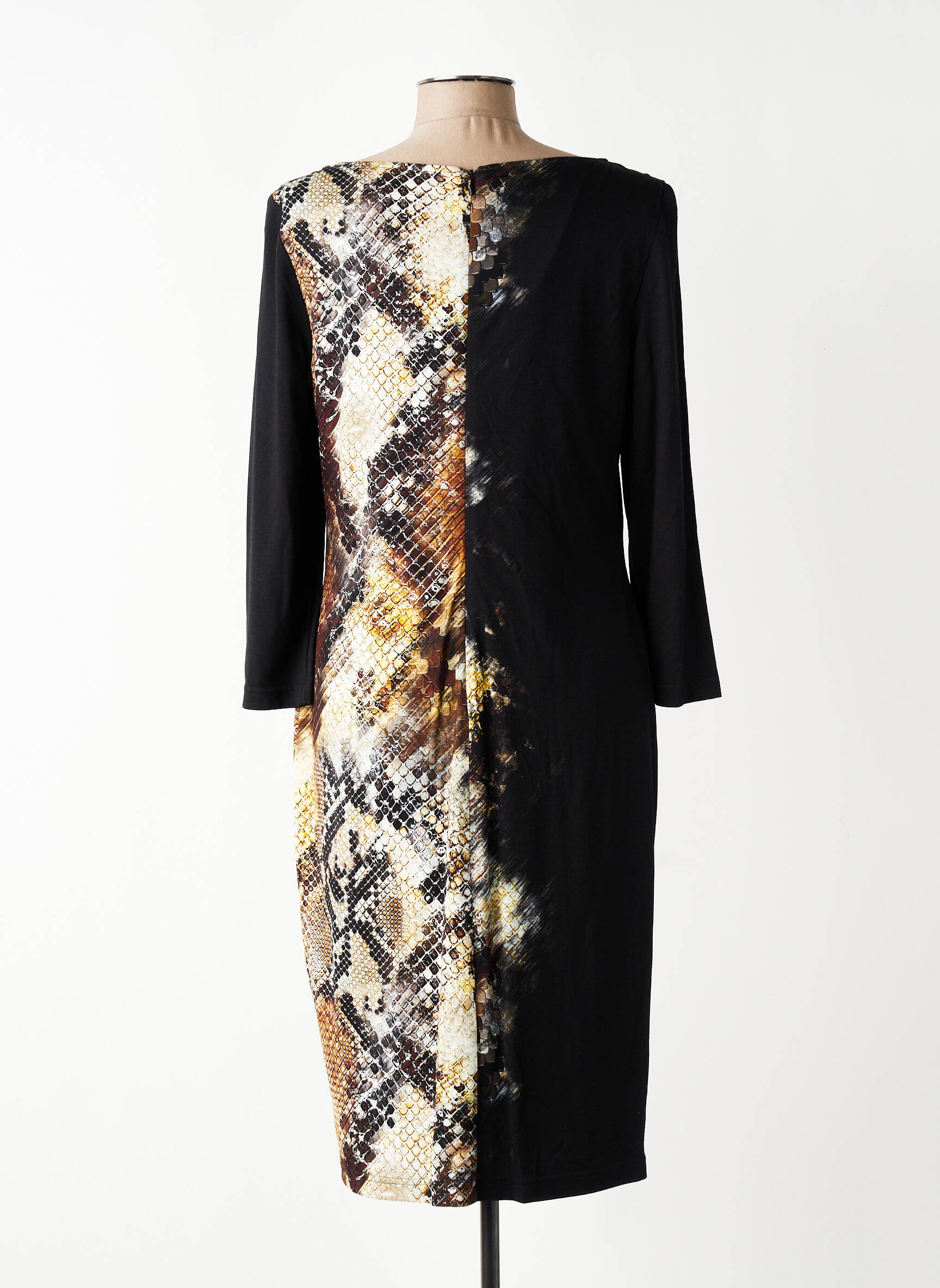 Robe mi-longue manches 3/4 manches 3/4 noir JOSEPH RIBKOFF femme