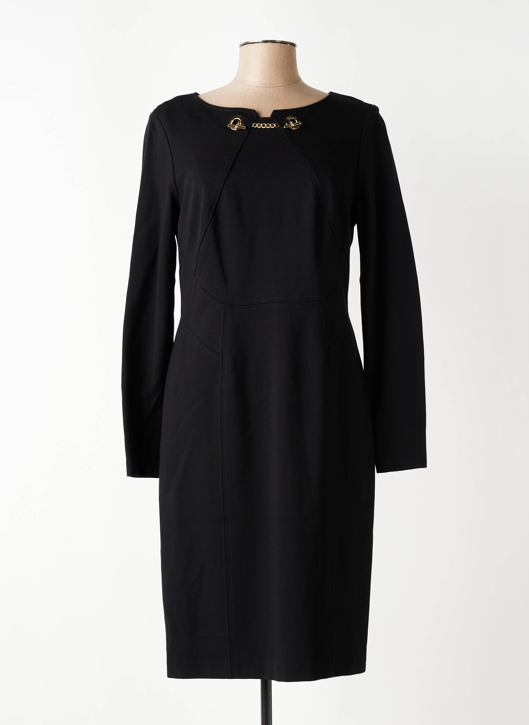 Robe mi-longue manches longues manches longues noir JOSEPH RIBKOFF femme