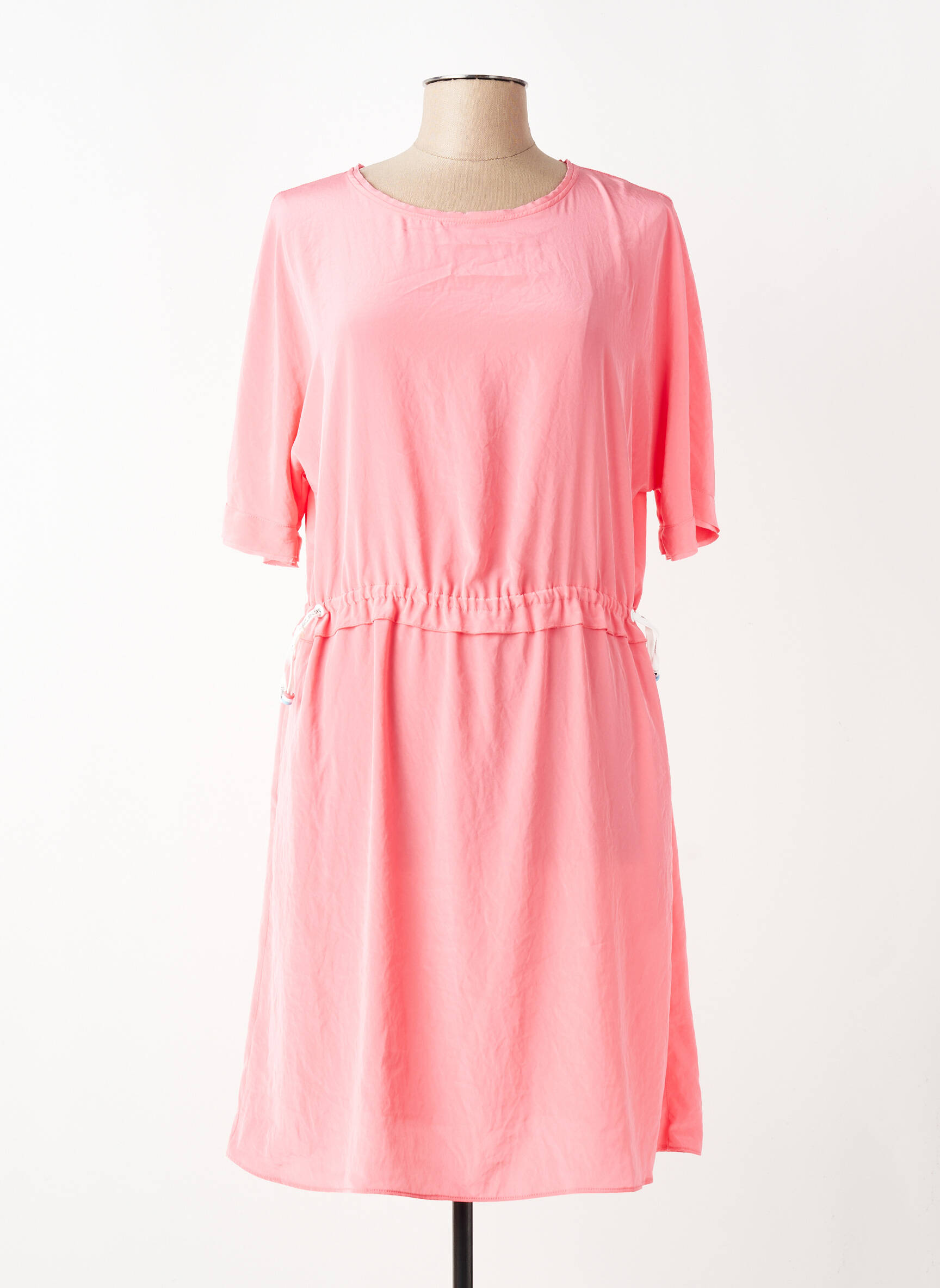 Robe mi-longue coupe fluide manches courtes rose MARC CAIN femme