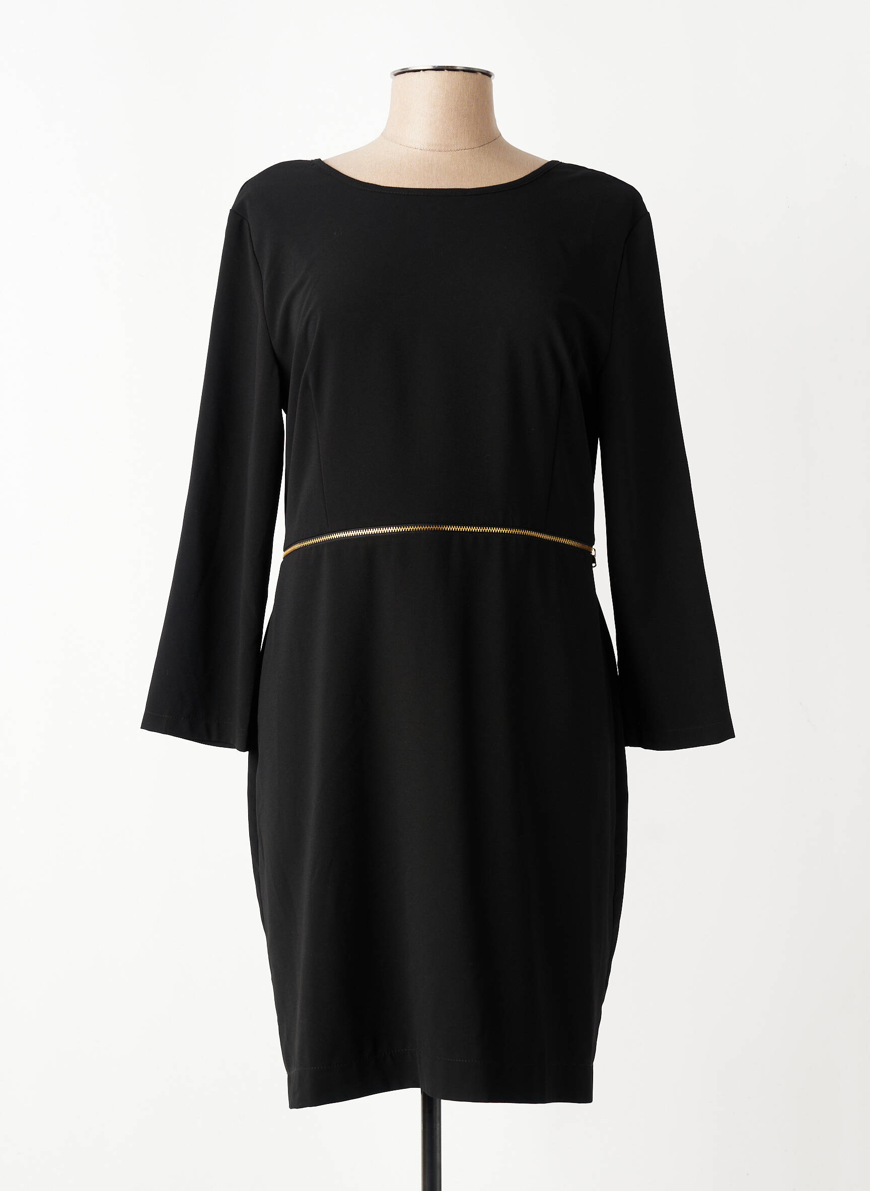 Robe courte fermeture zippée au dos manches longues noir LA FEE MARABOUTEE femme