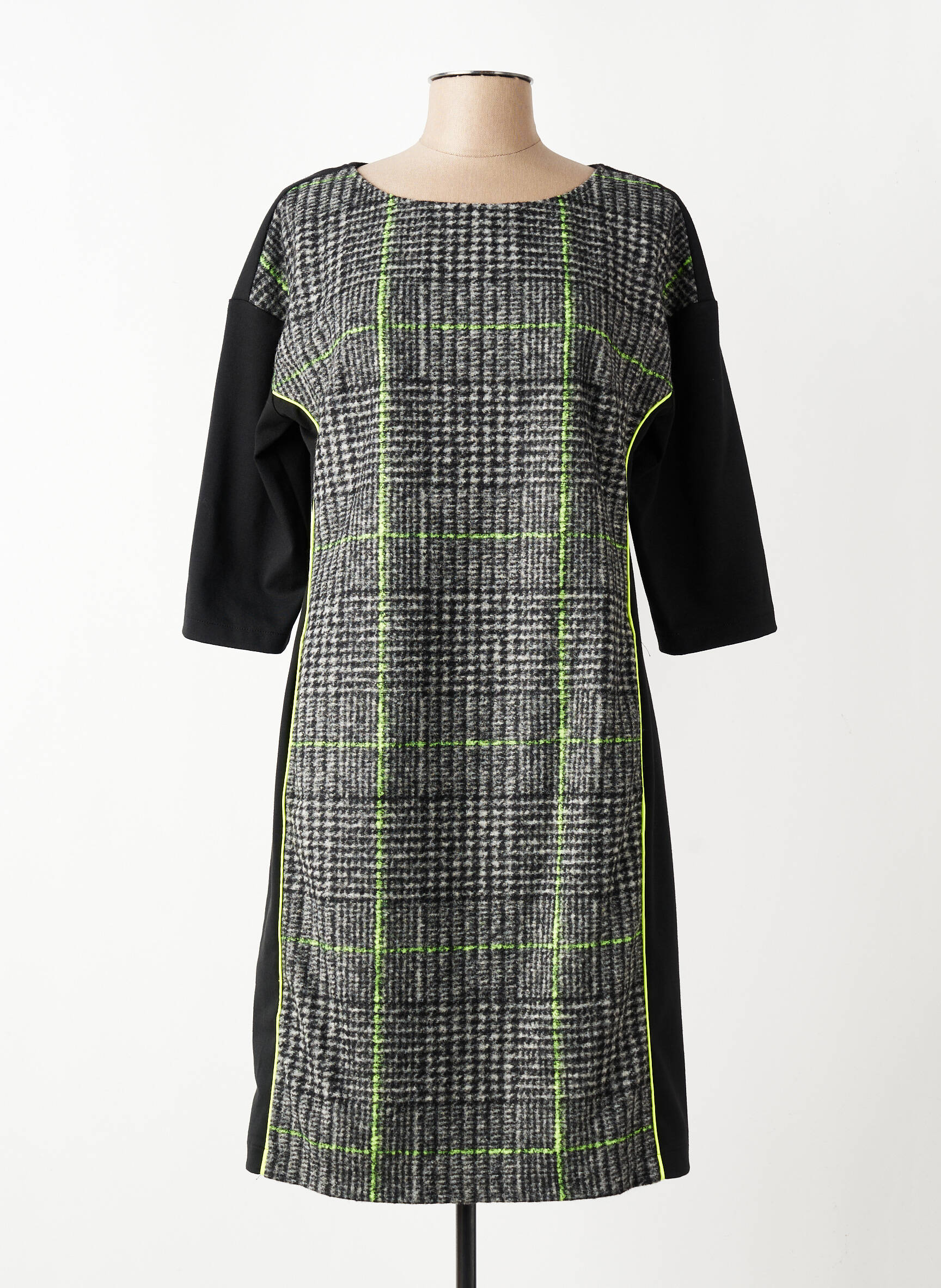 Robe mi-longue manches 3/4 manches 3/4 noir LA FEE MARABOUTEE femme
