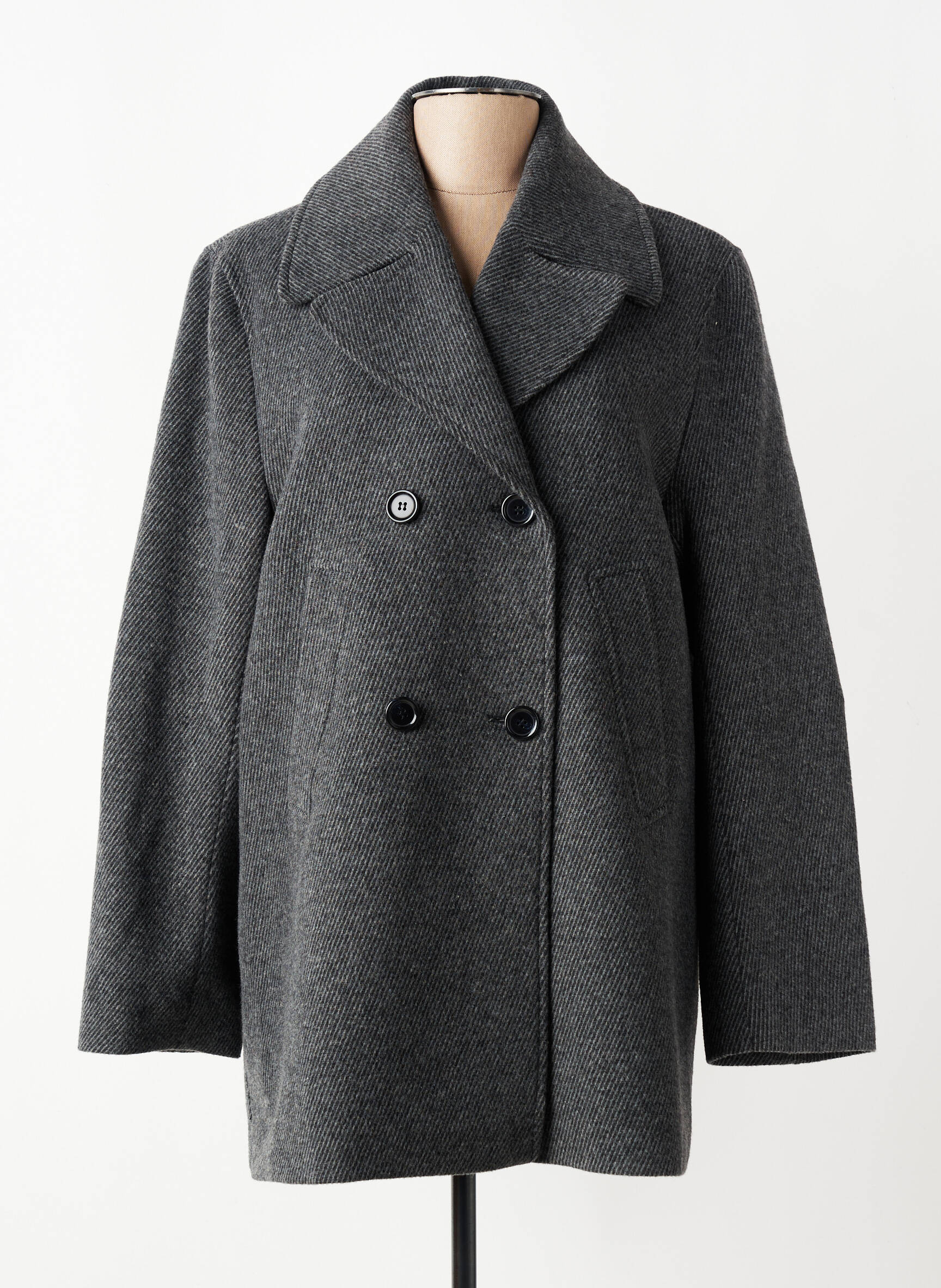 Manteau long coupe droite sans capuche gris LA FEE MARABOUTEE femme