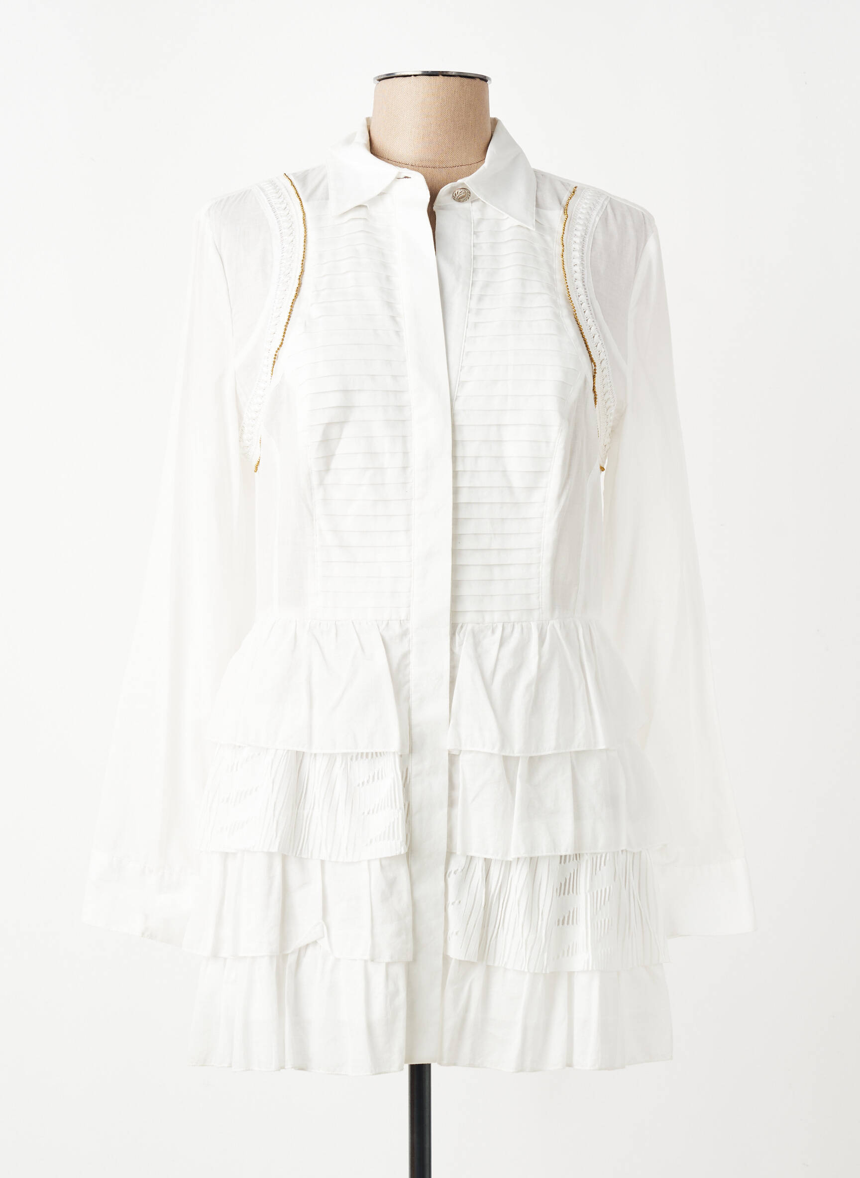 Tunique manches longues légère et transparente beige LESLIE femme