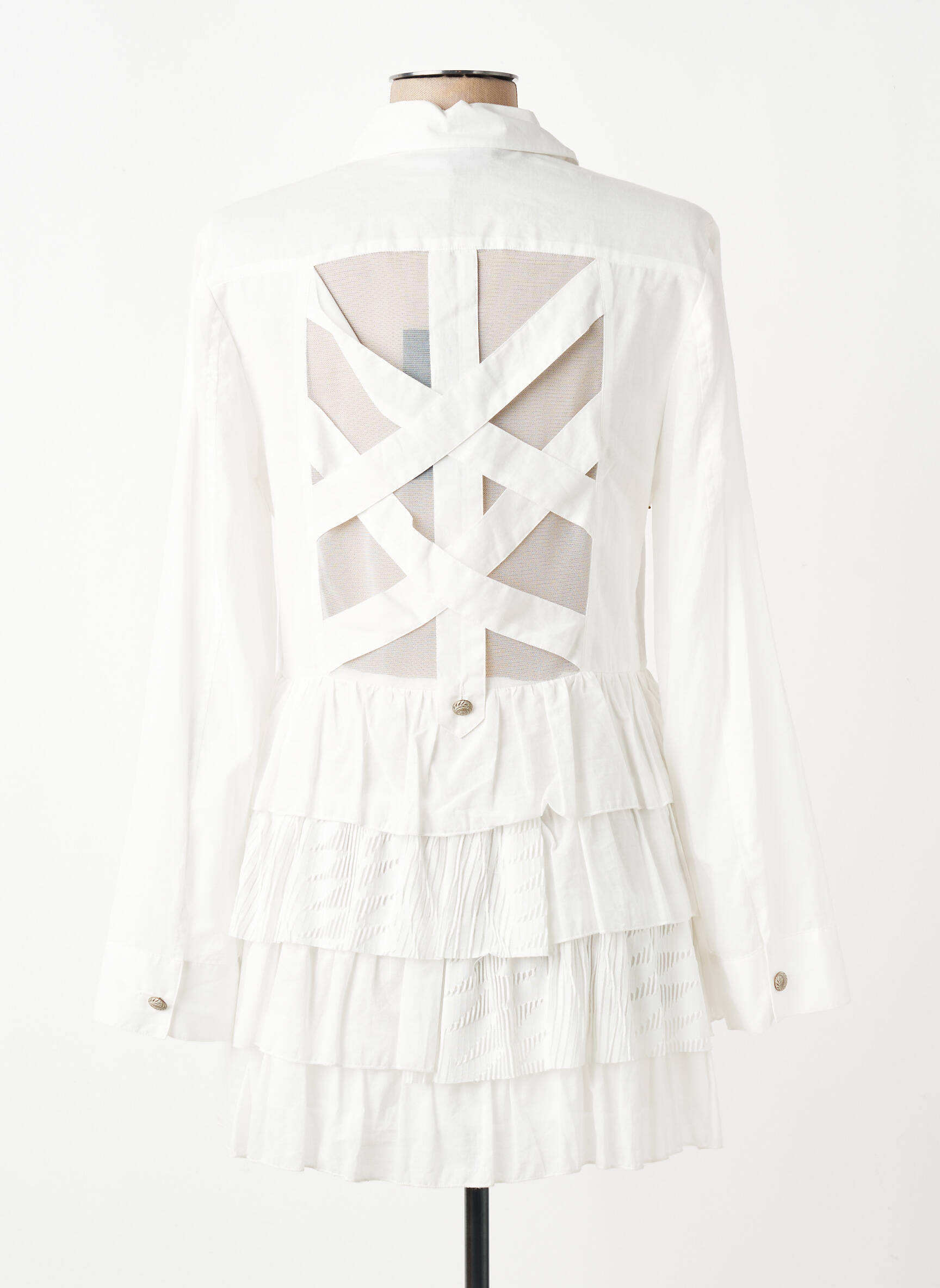 Tunique manches longues légère et transparente beige LESLIE femme