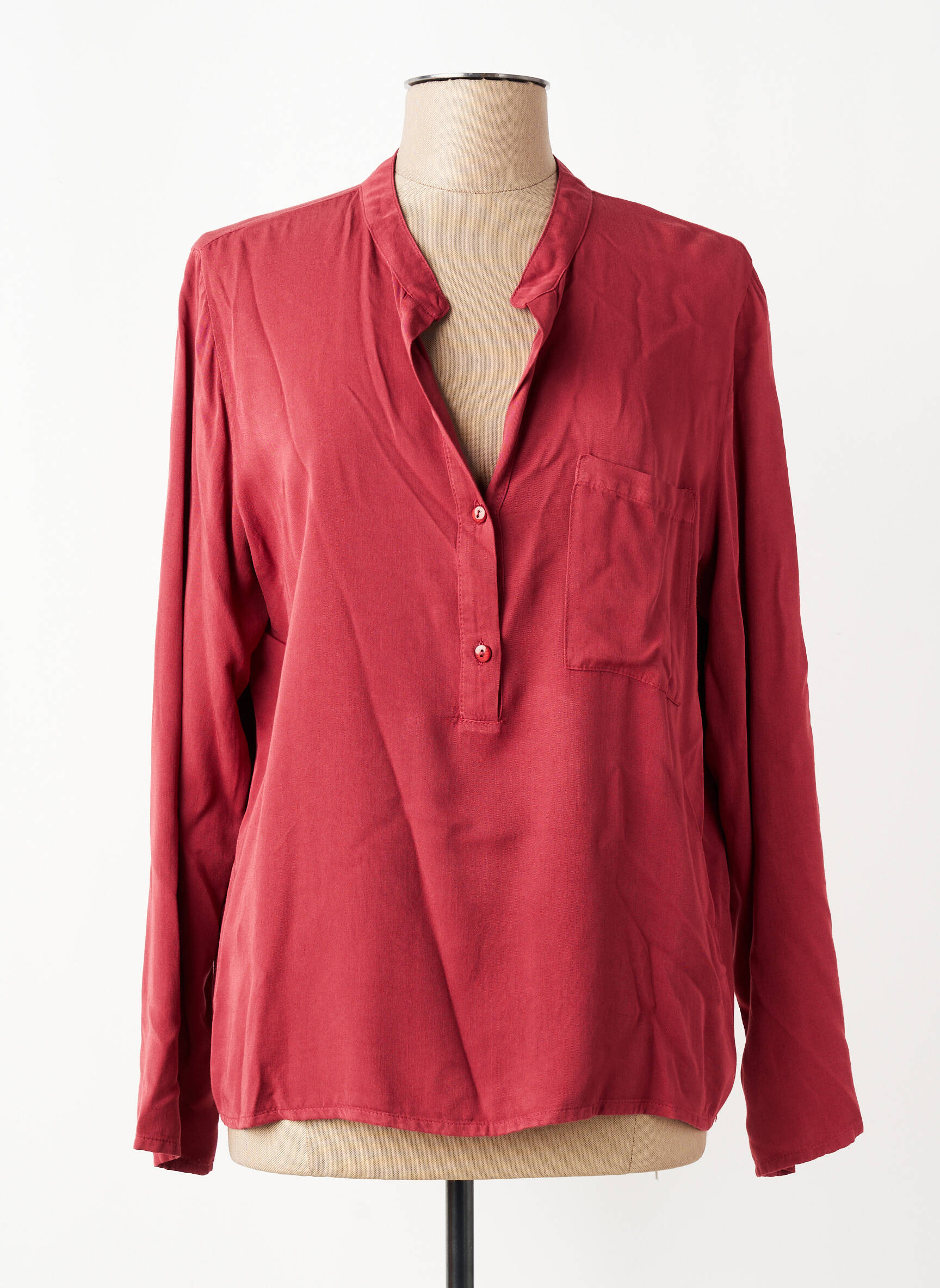 Blouse tissage popeline manches longues rouge LA FEE MARABOUTEE femme
