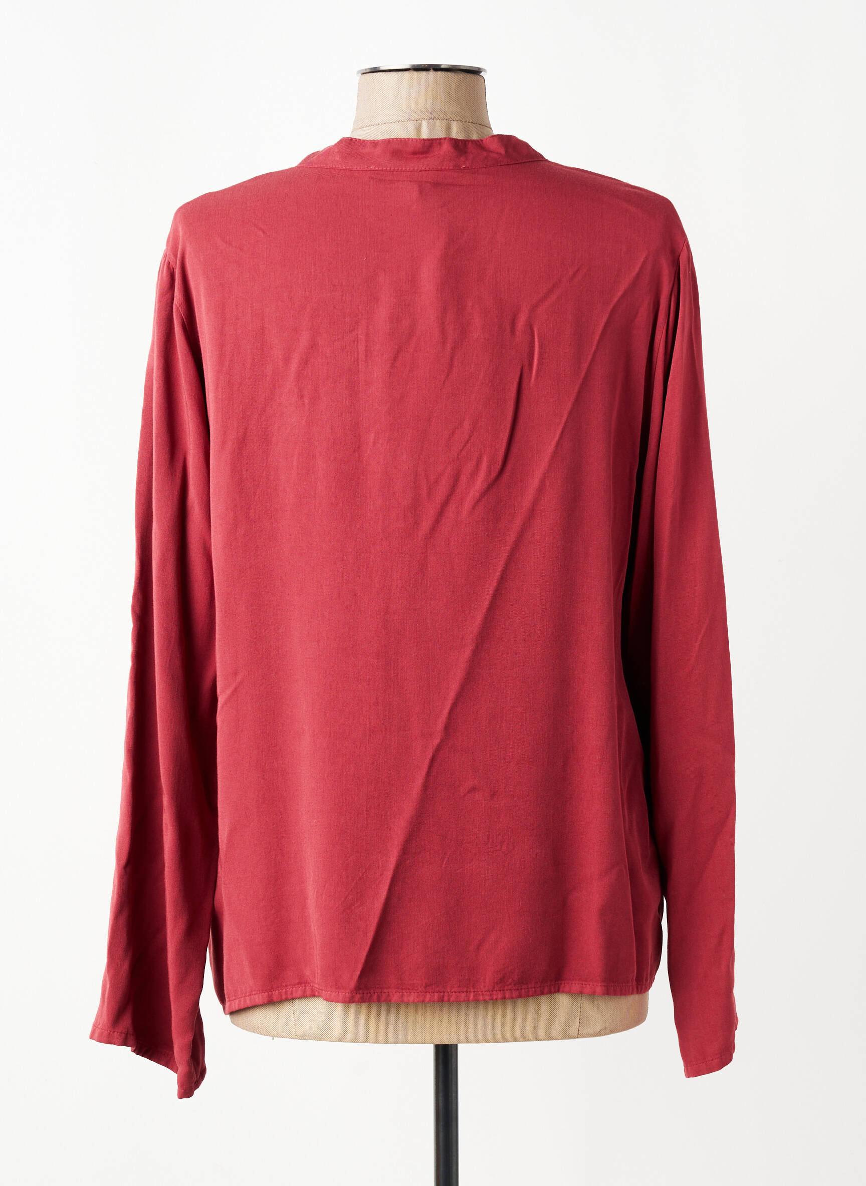 Blouse tissage popeline manches longues rouge LA FEE MARABOUTEE femme