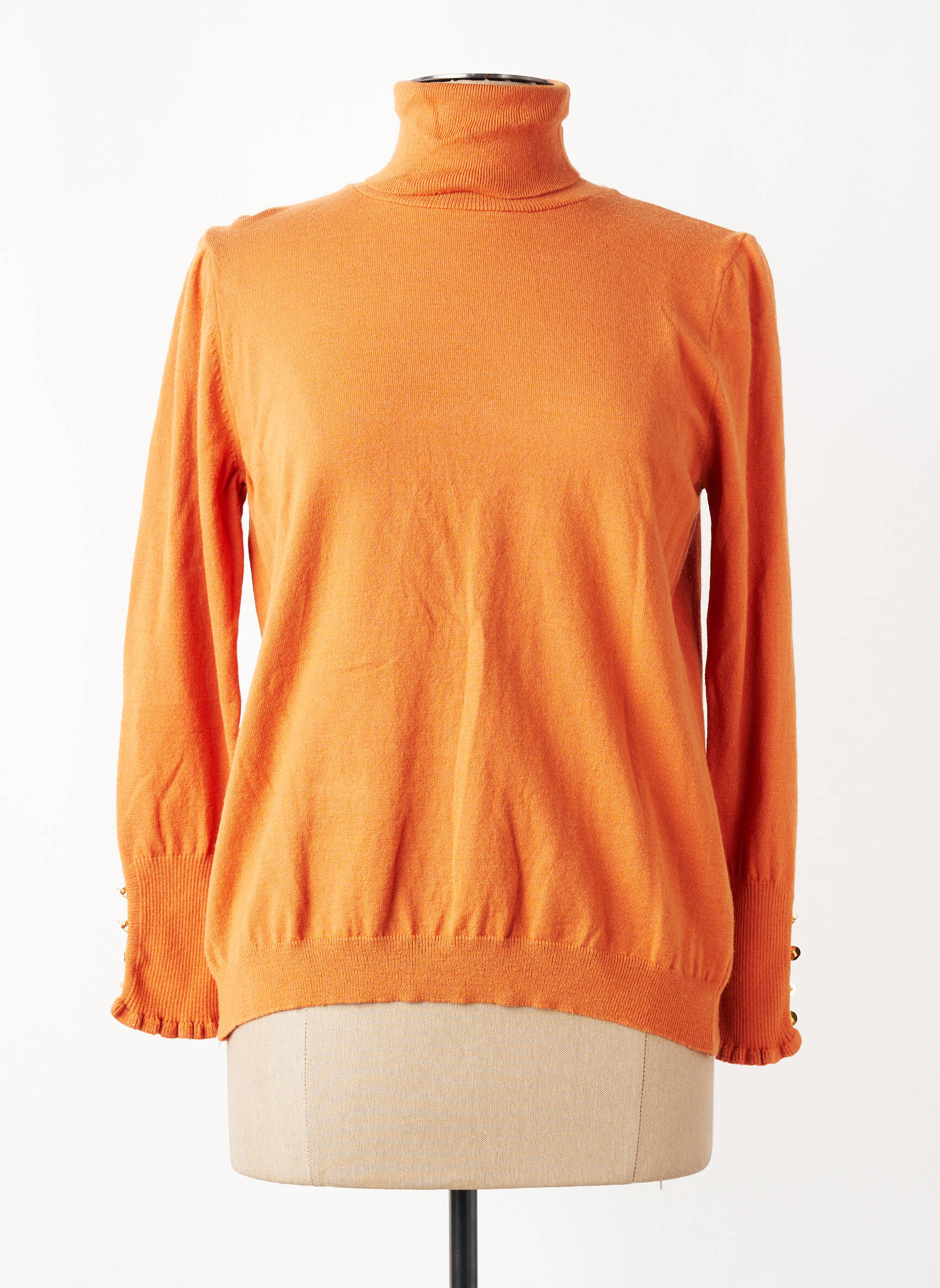 Pull col roulé stretch manches longues orange BARILOCHE femme