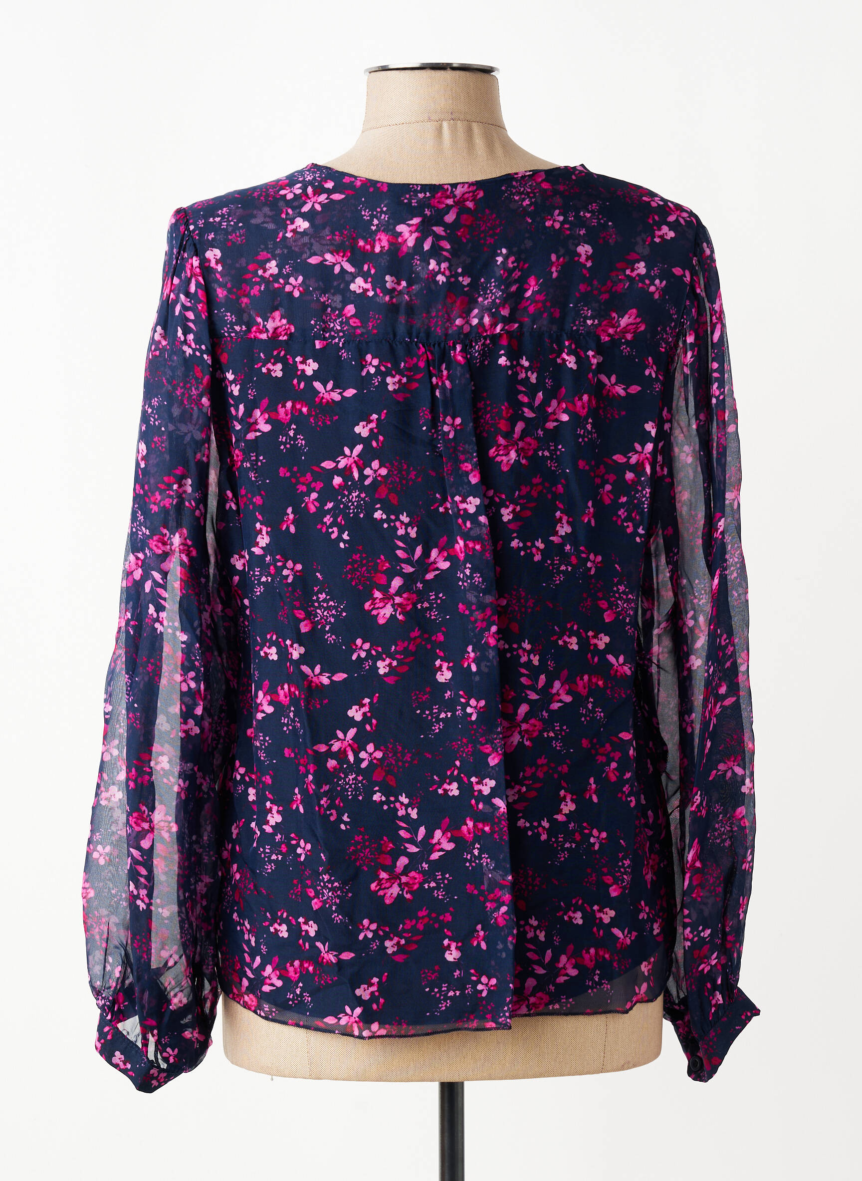 Blouse légère et transparente manches longues bleu LA FEE MARABOUTEE femme