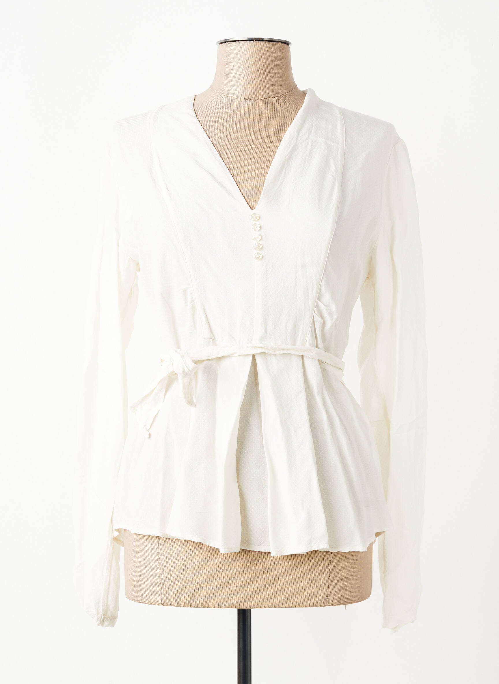 Tunique manches longues tissage crêpe beige MANILA GRACE femme