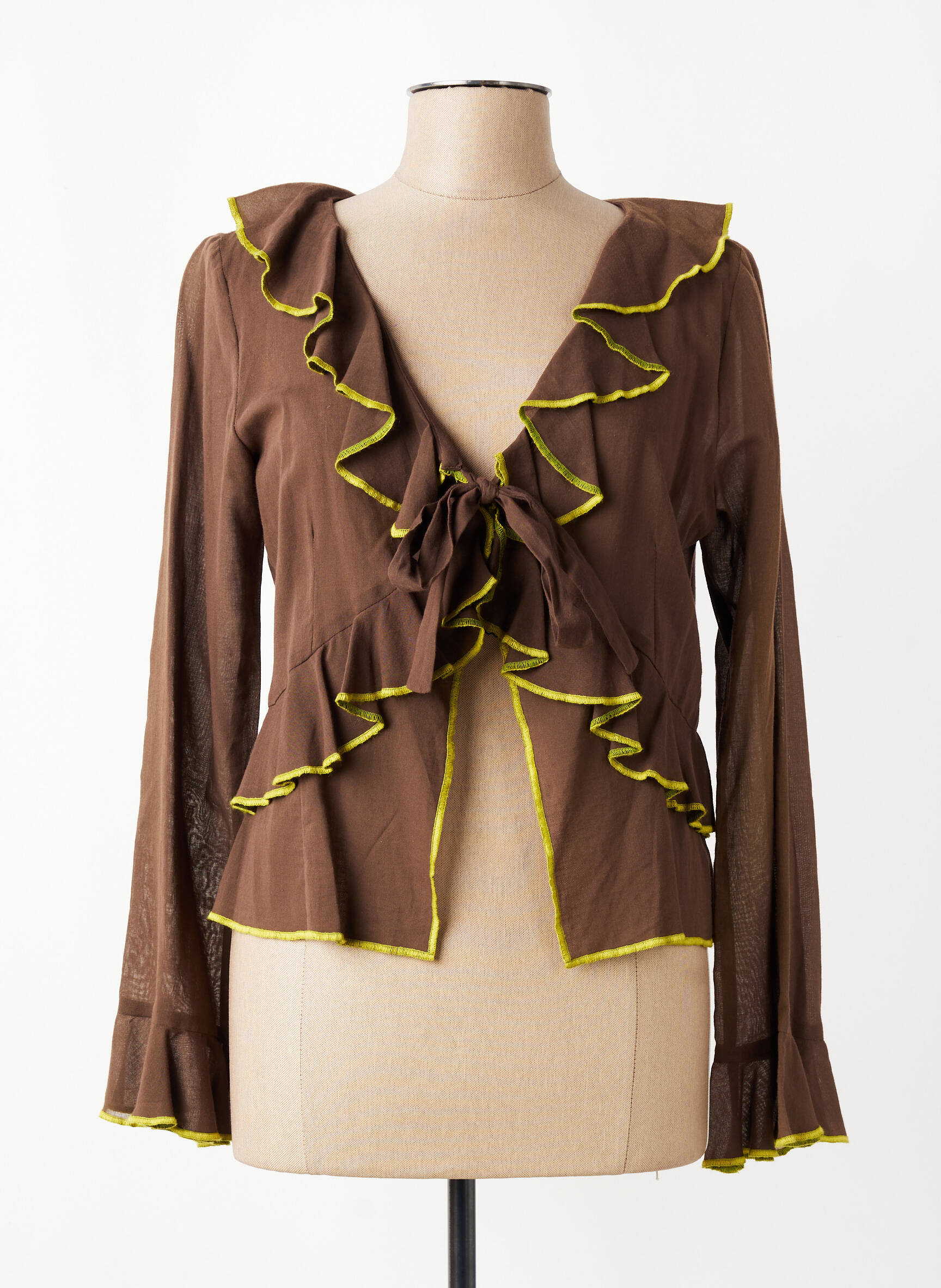 Gilet manches longues coupe cintrée marron NATHALIE CHAIZE femme