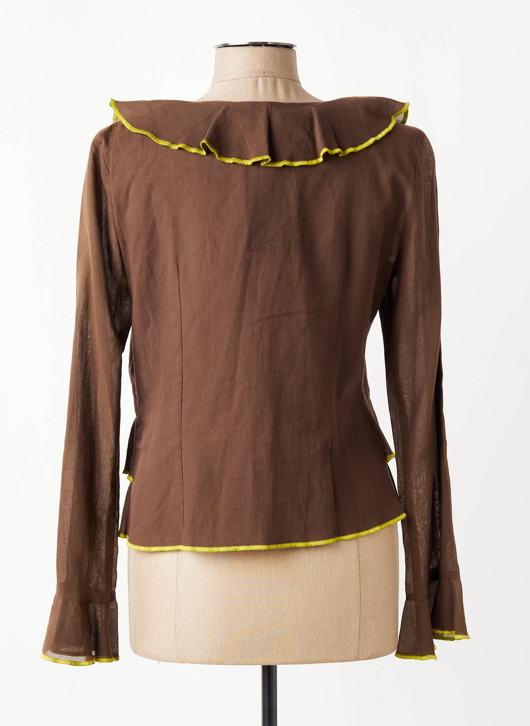 Gilet manches longues coupe cintrée marron NATHALIE CHAIZE femme