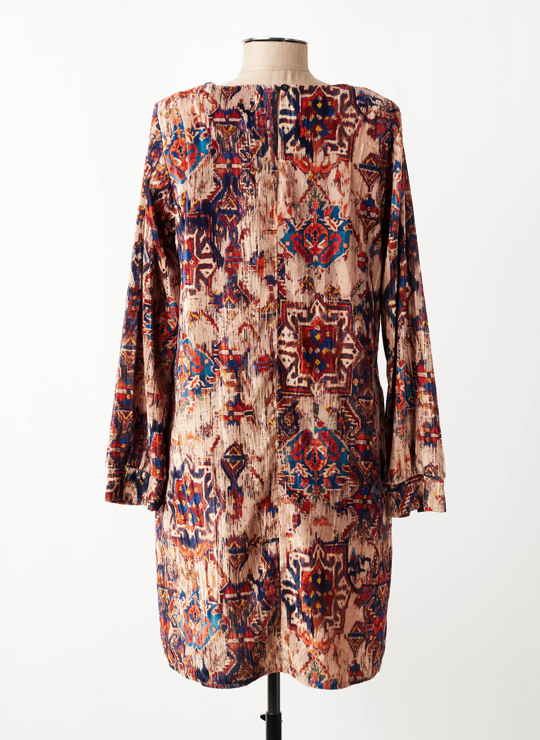Robe courte manches longues manches longues beige LA FEE MARABOUTEE femme