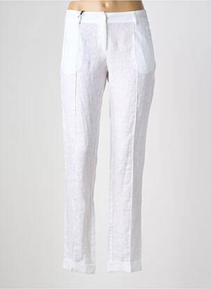 Pantalon droit fermeture zippée sous rabat boutonné taille normale blanc TRICOT CHIC femme