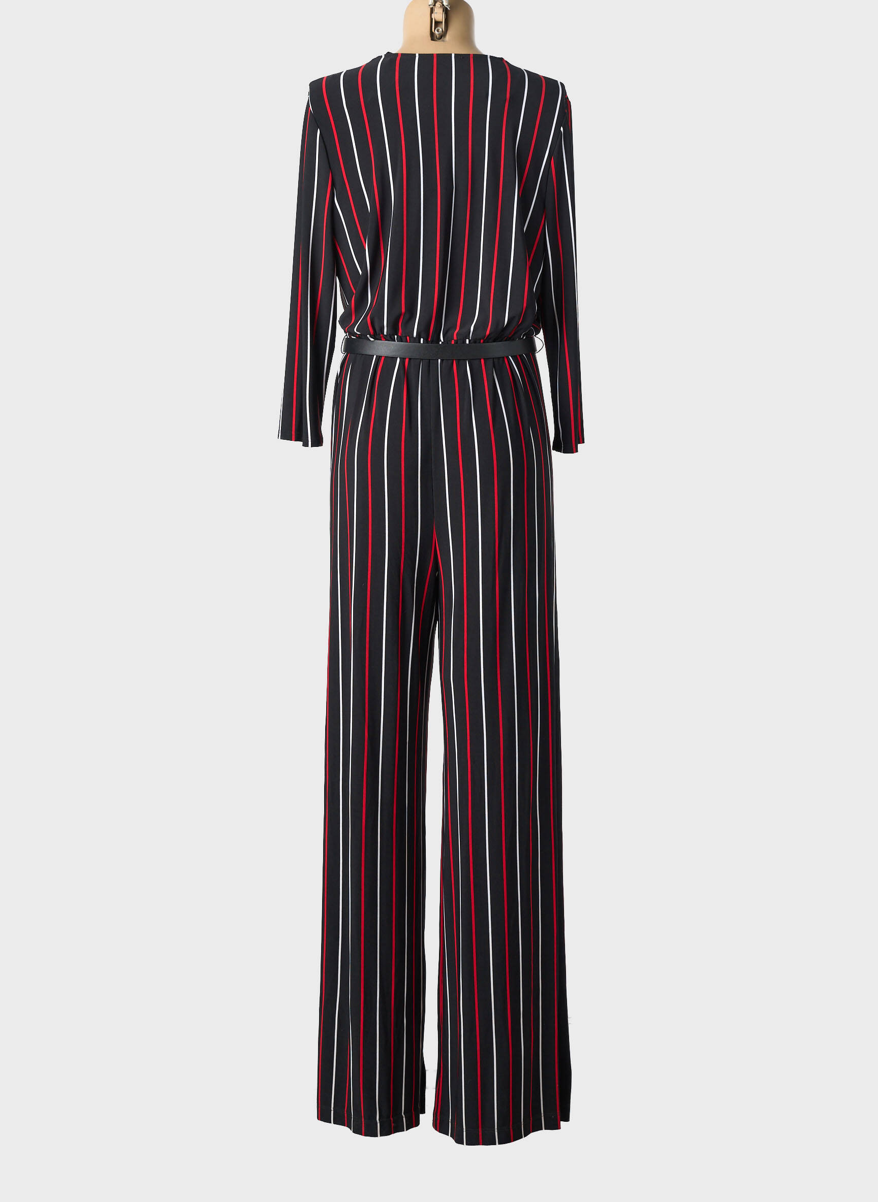 Combi-pantalon col cache-coeur manches 3/4 noir FRANK LYMAN femme