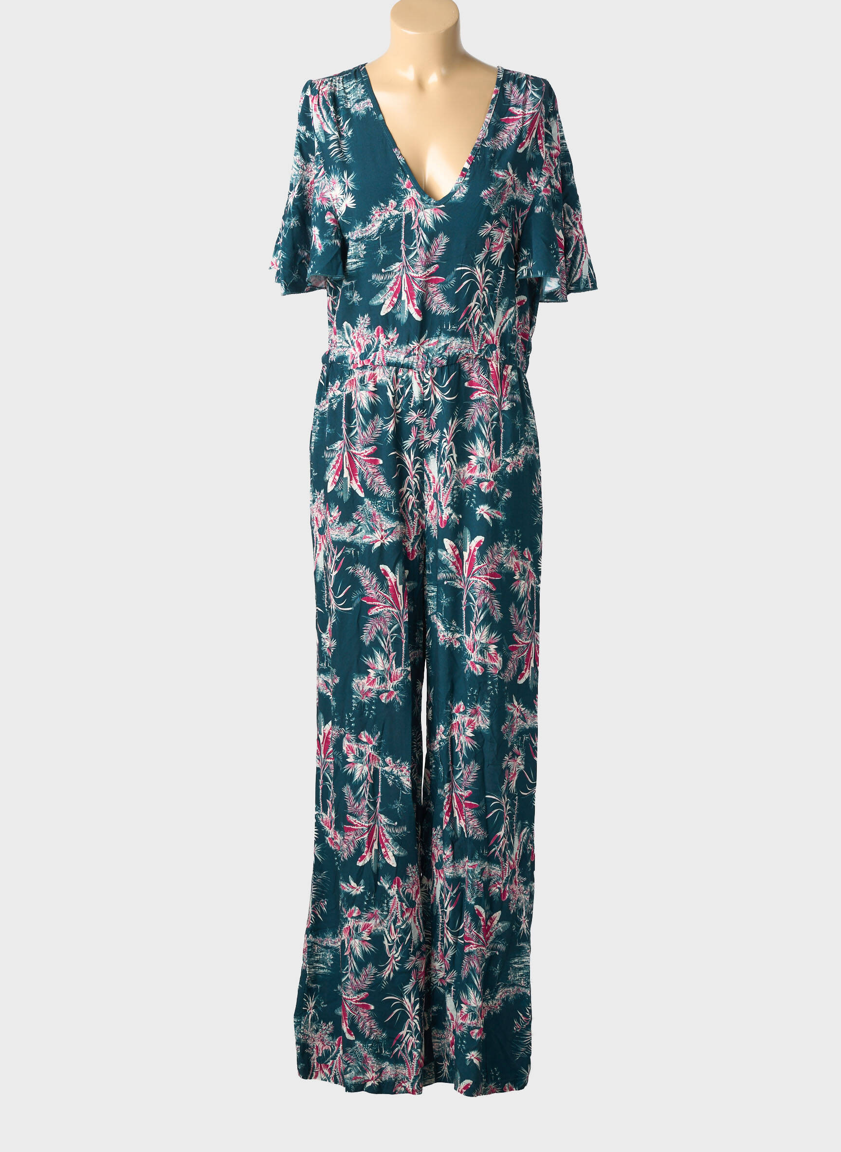Combi-pantalon manches courtes manches courtes vert LA FEE MARABOUTEE femme