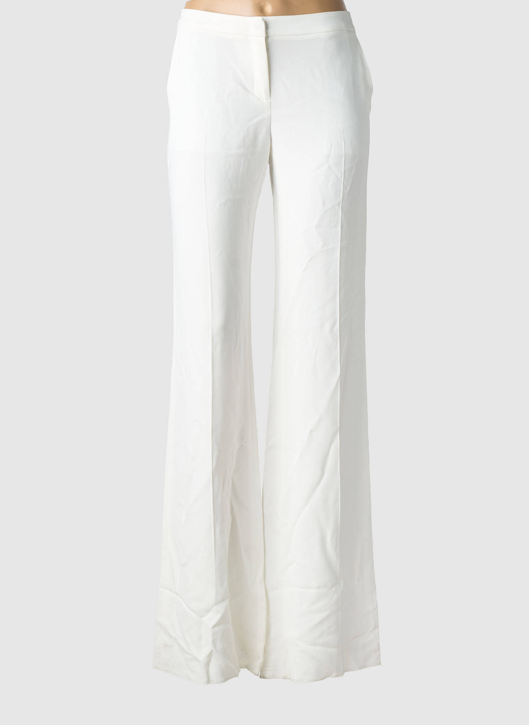 Pantalon droit tissage crêpe taille normale blanc PENNYBLACK femme