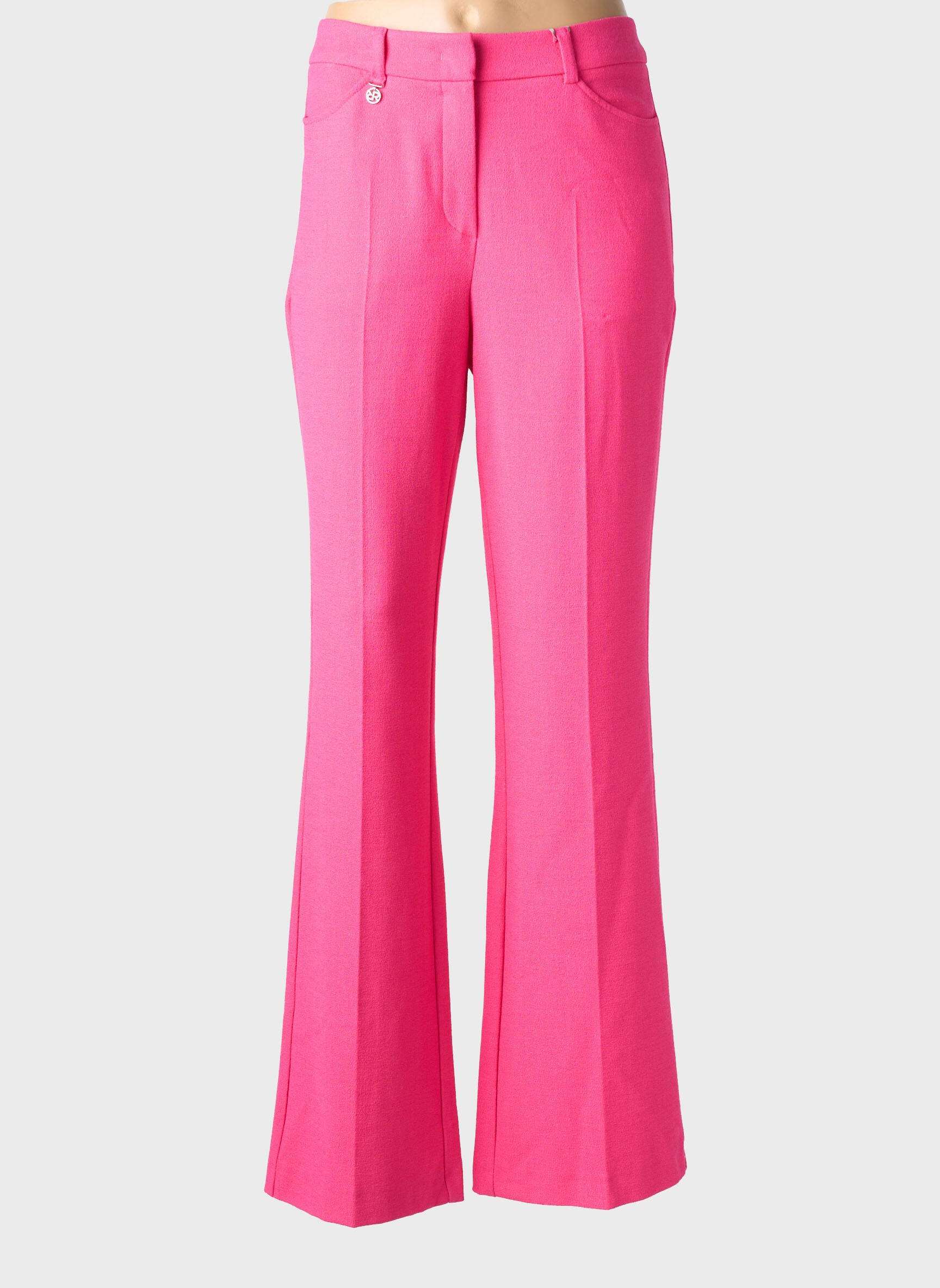 Pantalon droit tissage crêpe taille normale rose RAFFAELLO ROSSI femme