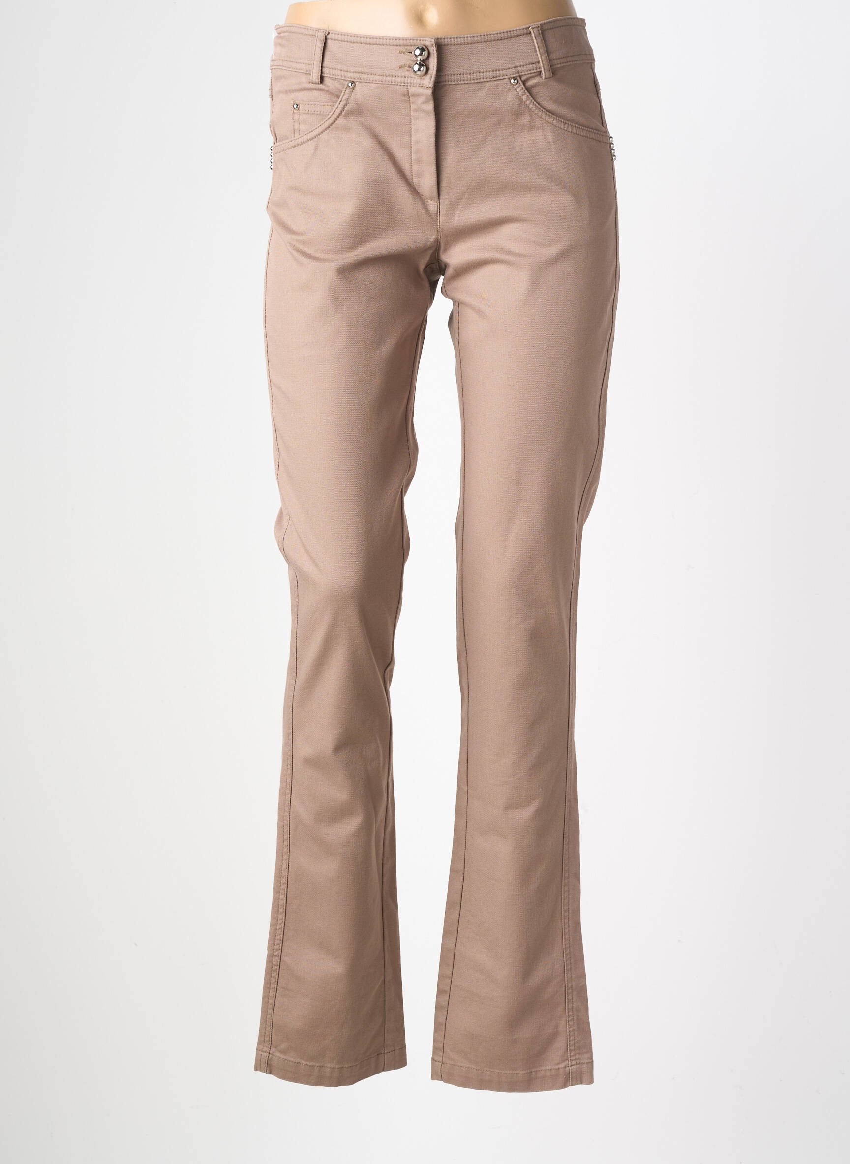 Pantalon droit stretch taille normale marron NATHALIE CHAIZE femme