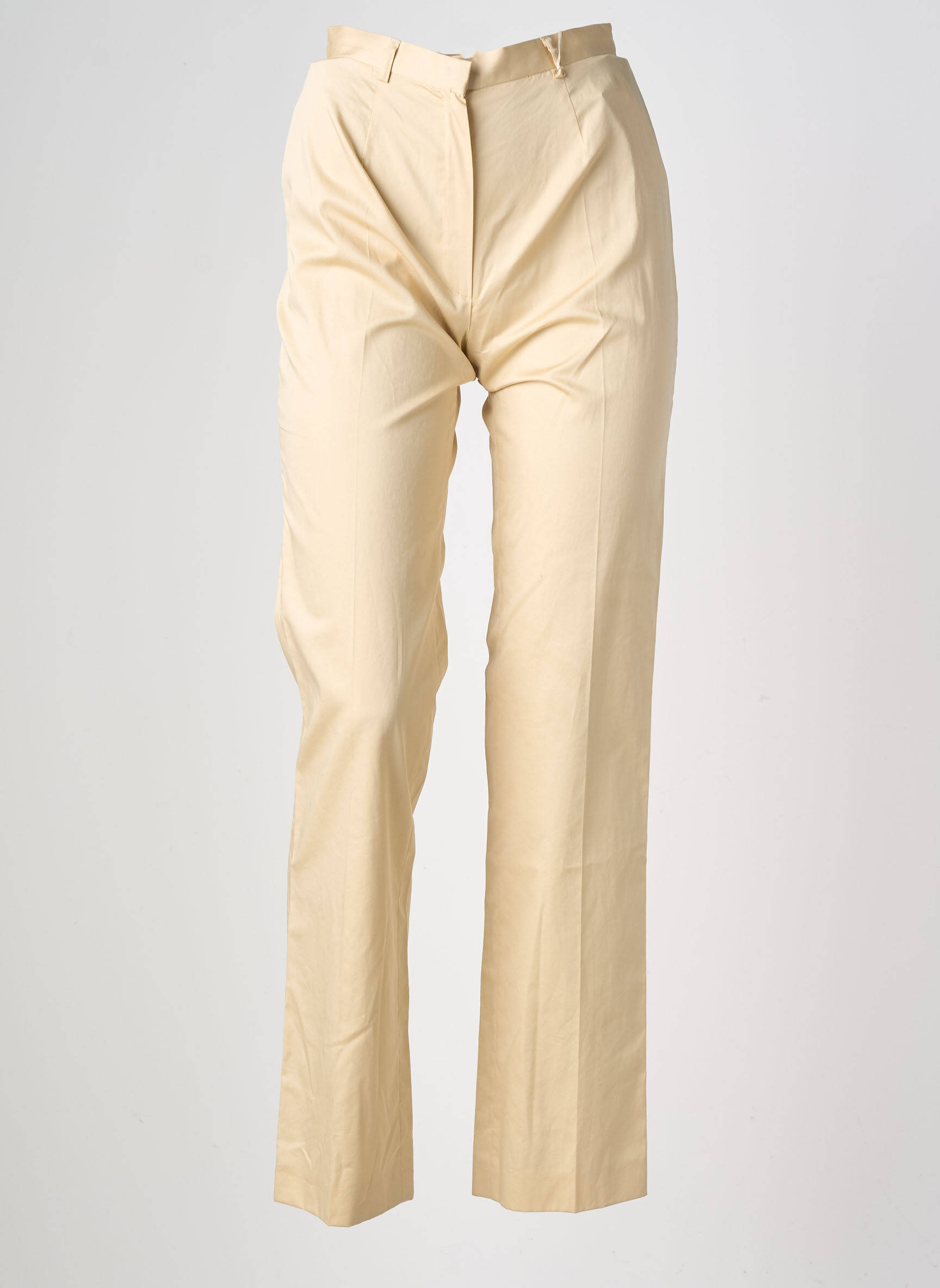 Pantalon droit tissage popeline taille normale jaune PABLO femme
