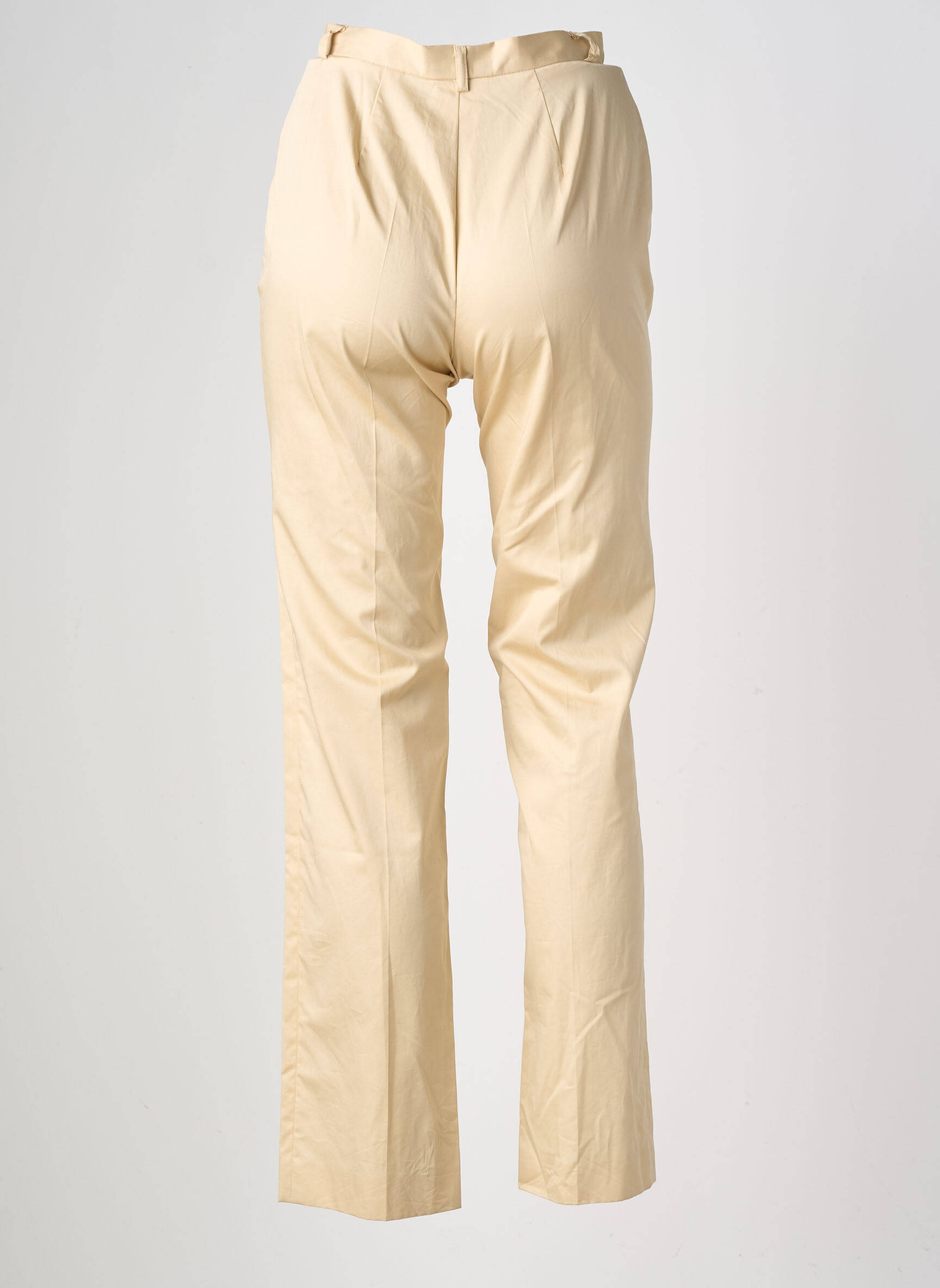 Pantalon droit tissage popeline taille normale jaune PABLO femme