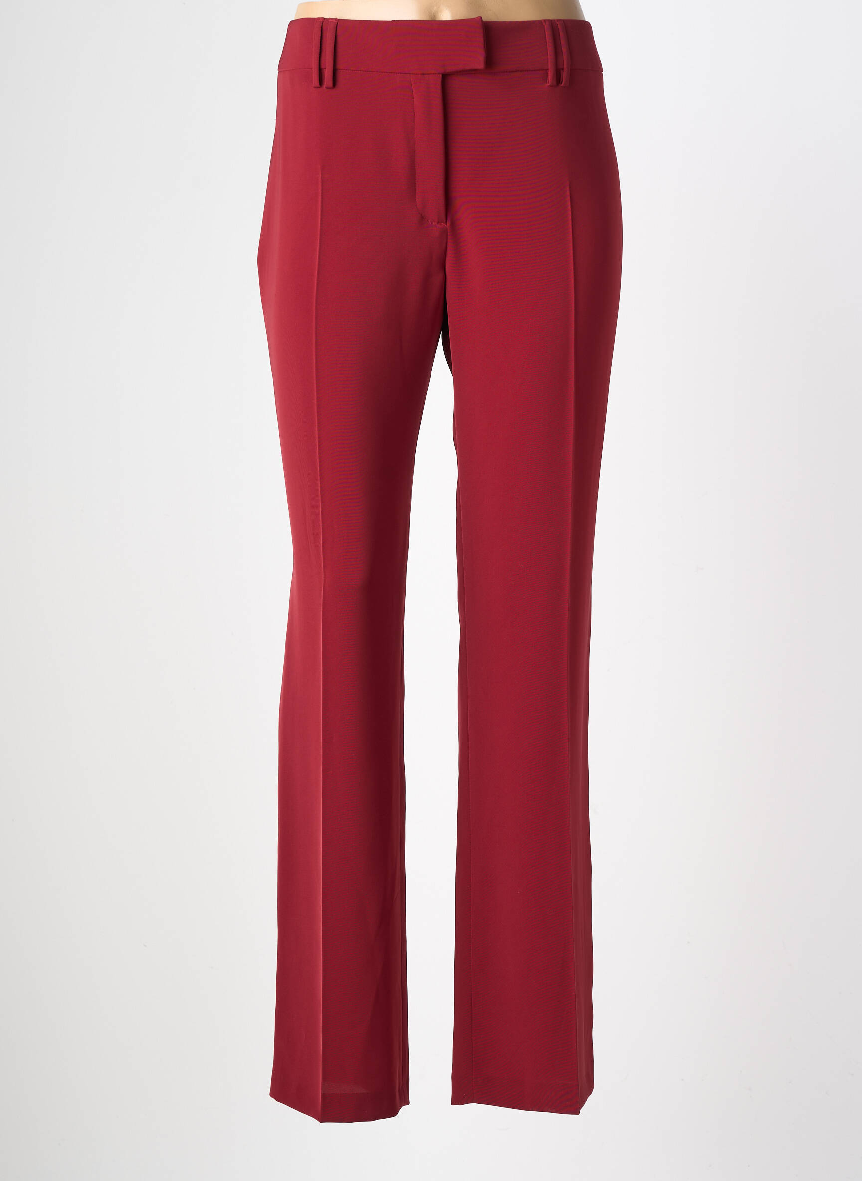 Pantalon droit tissage popeline taille normale rouge LOLA femme