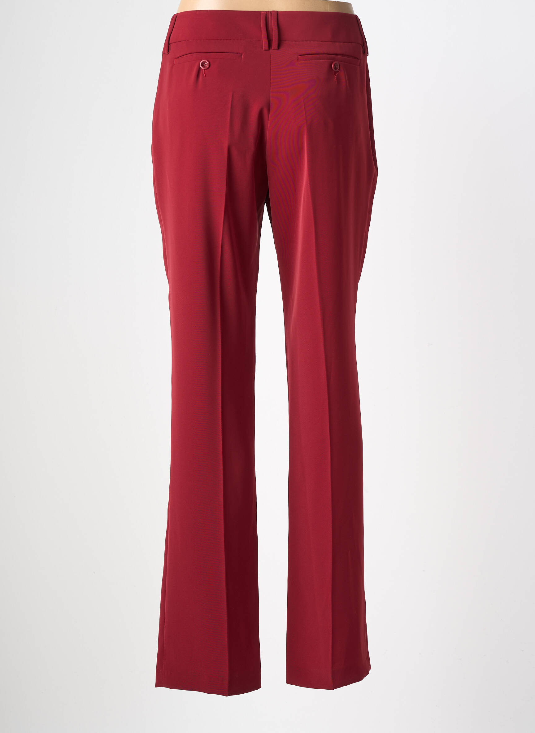 Pantalon droit tissage popeline taille normale rouge LOLA femme