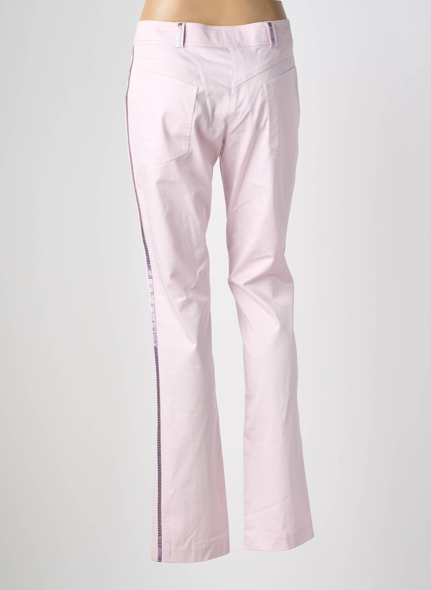 Pantalon droit stretch taille normale rose NATHALIE CHAIZE femme
