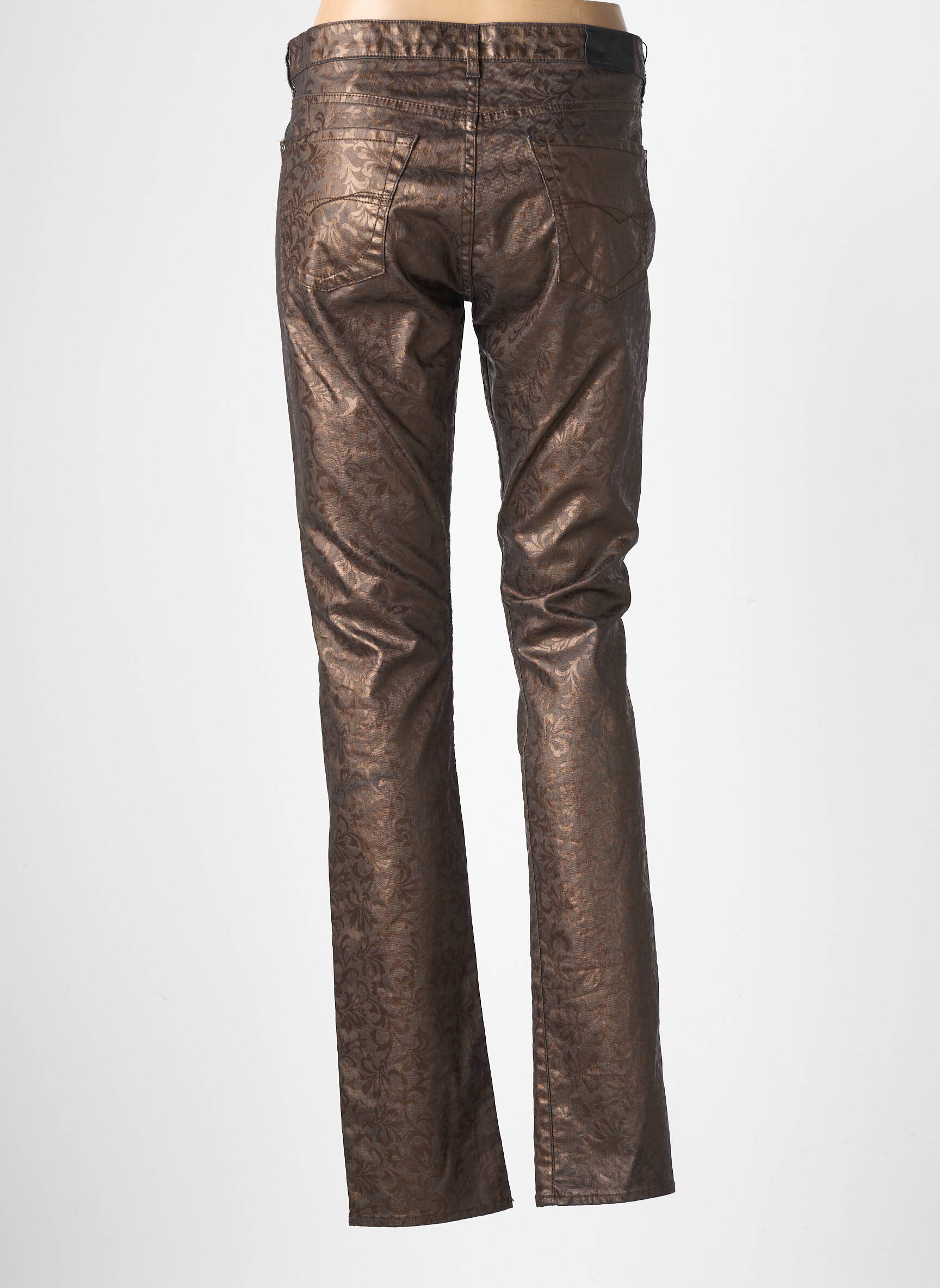 Pantalon slim taille basse taille basse marron RENHSEN femme