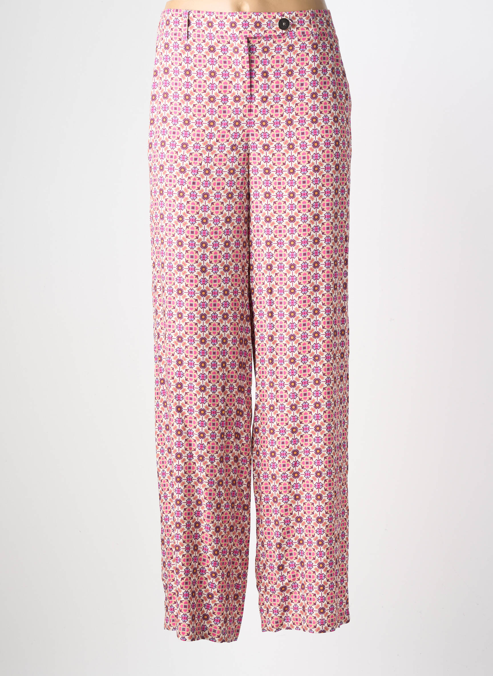 Pantalon droit tissage popeline taille normale rose NATHALIE CHAIZE femme
