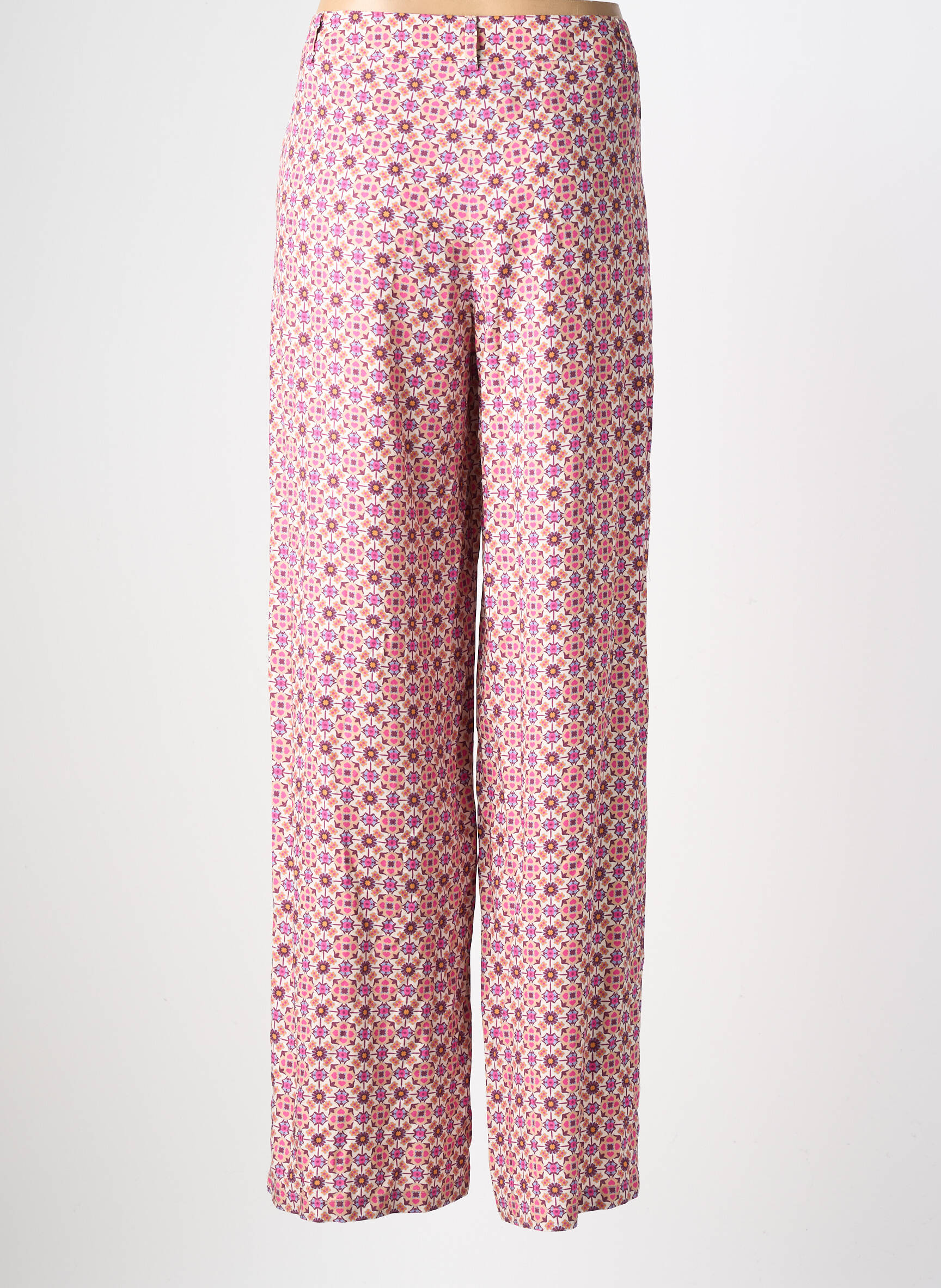 Pantalon droit tissage popeline taille normale rose NATHALIE CHAIZE femme