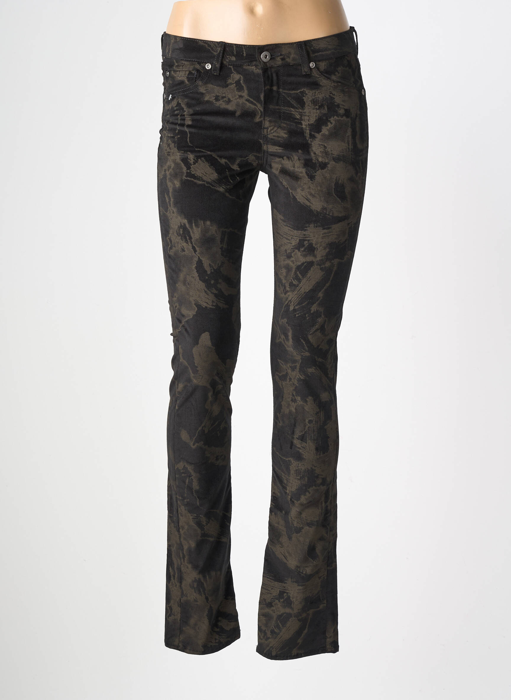 Pantalon slim taille basse taille basse noir RENHSEN femme