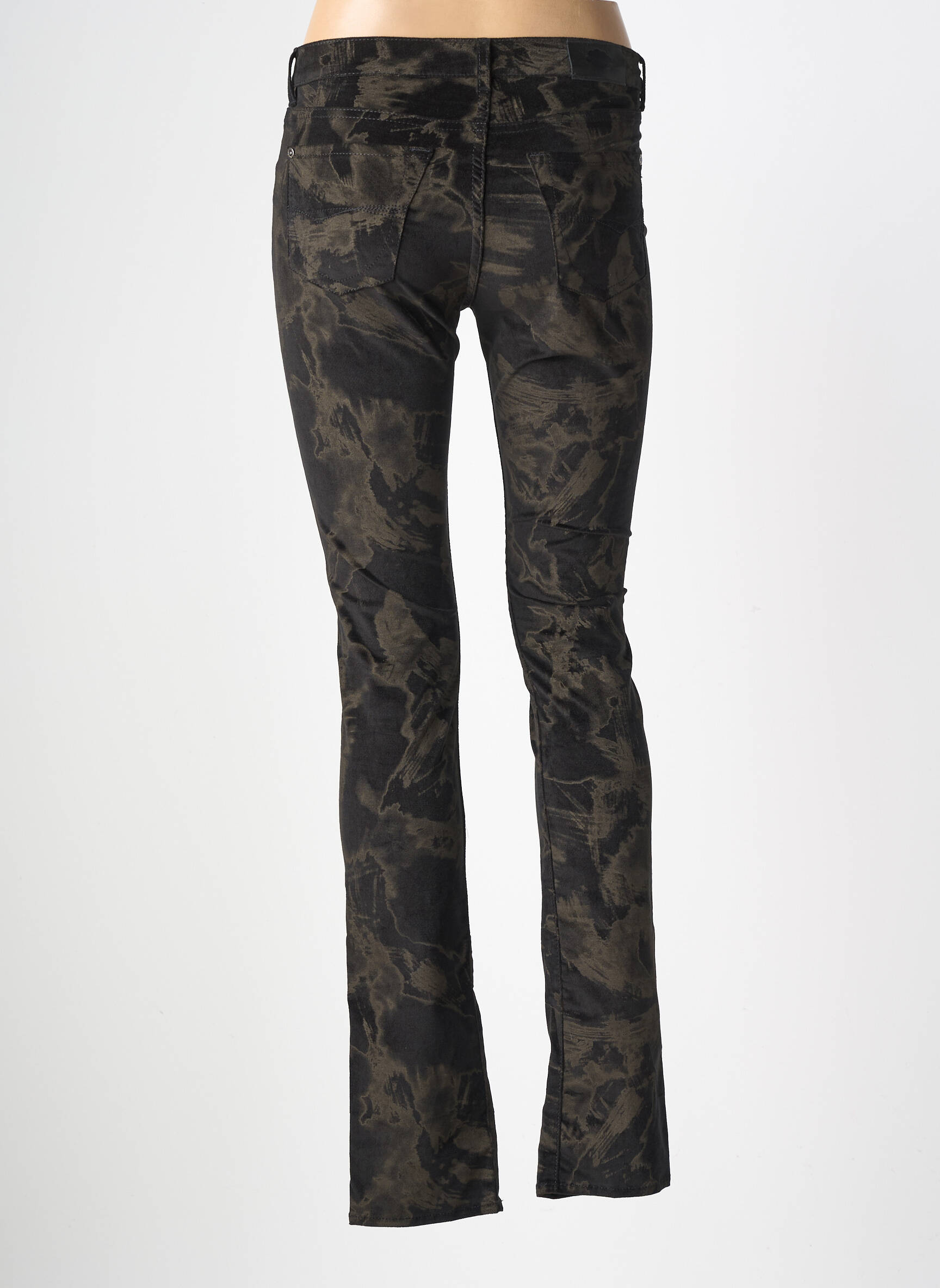 Pantalon slim taille basse taille basse noir RENHSEN femme
