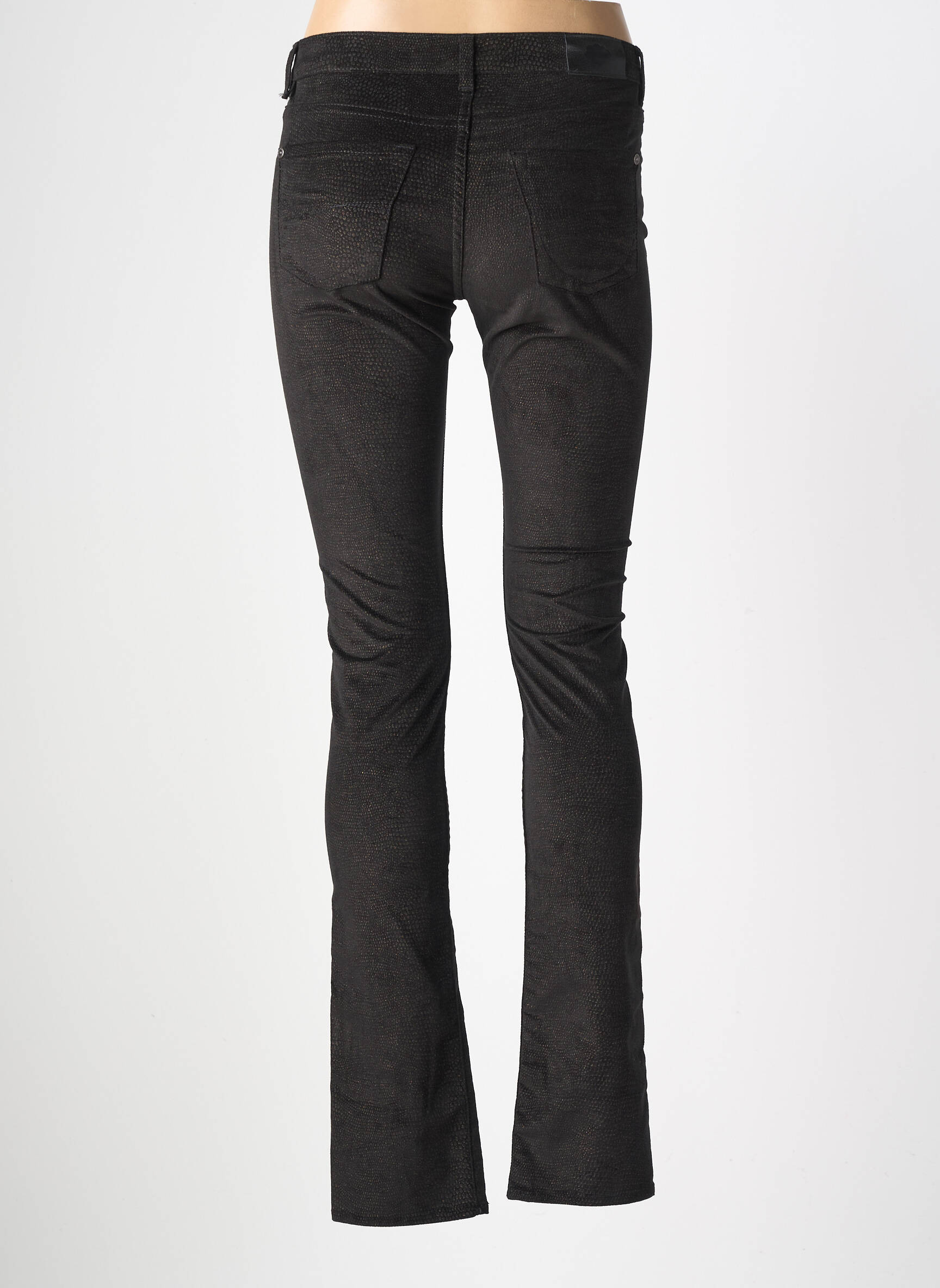 Pantalon slim taille basse taille basse noir RENHSEN femme