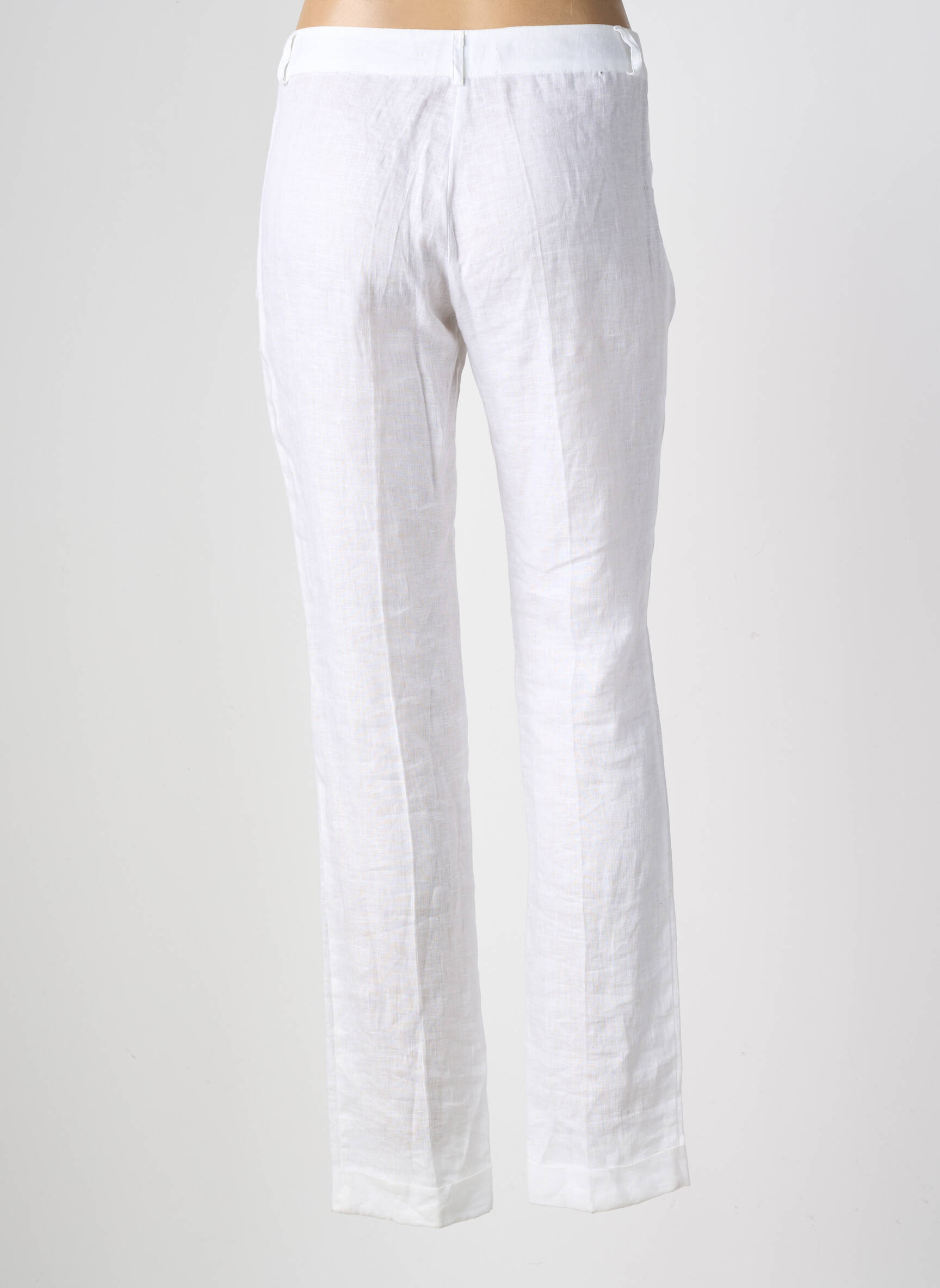 Pantalon droit fermeture zippée sous rabat boutonné taille normale blanc TRICOT CHIC femme