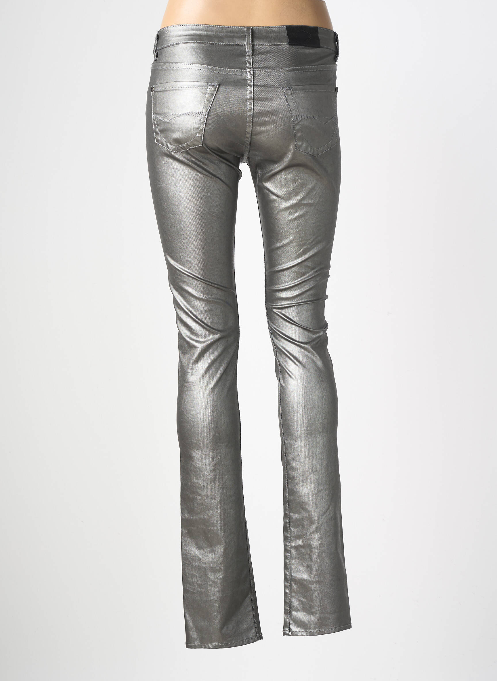 Pantalon slim taille normale taille normale argent RENHSEN femme