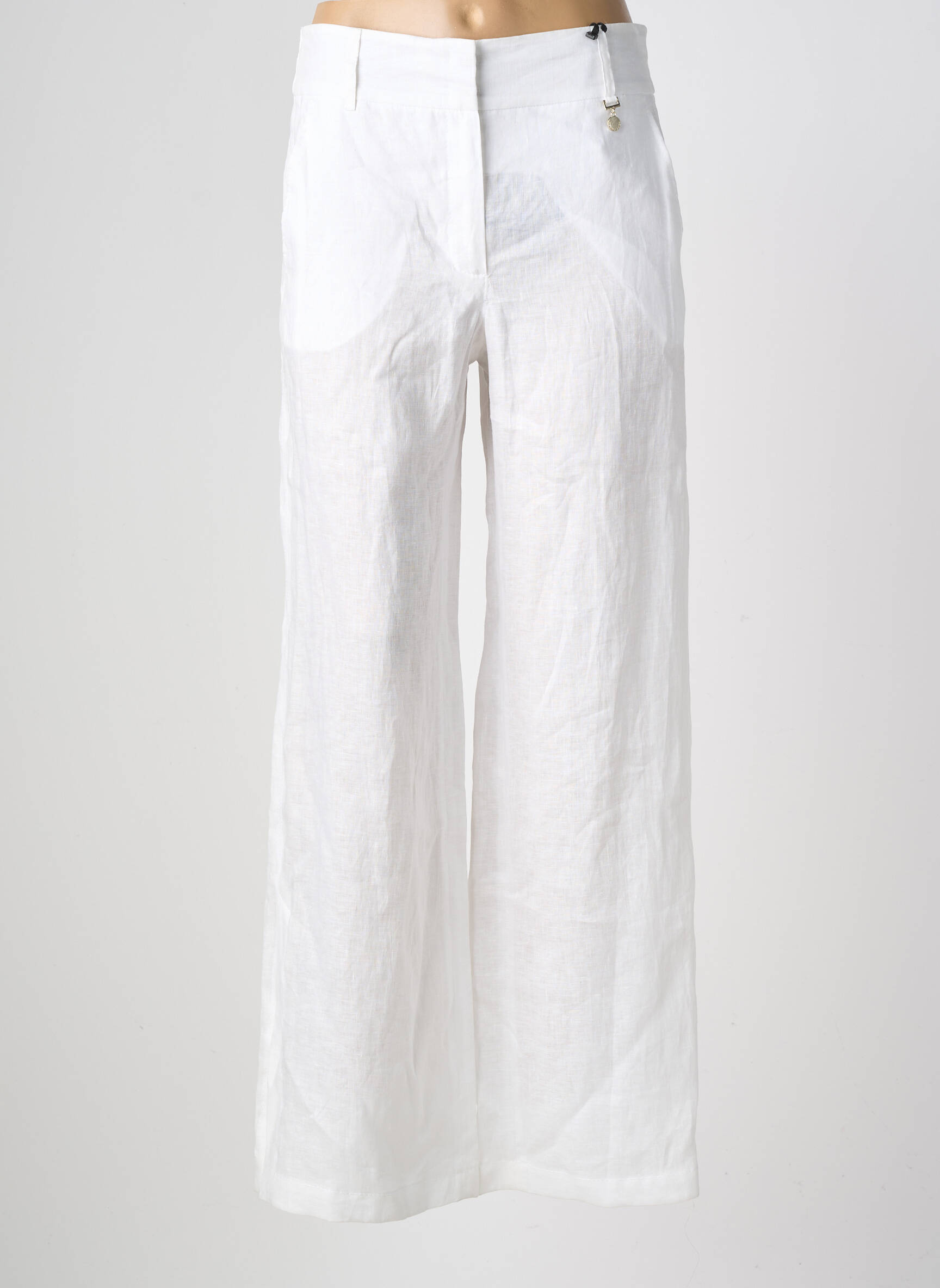 Pantalon large fermeture zippée sous rabat boutonné taille normale blanc PENNYBLACK femme
