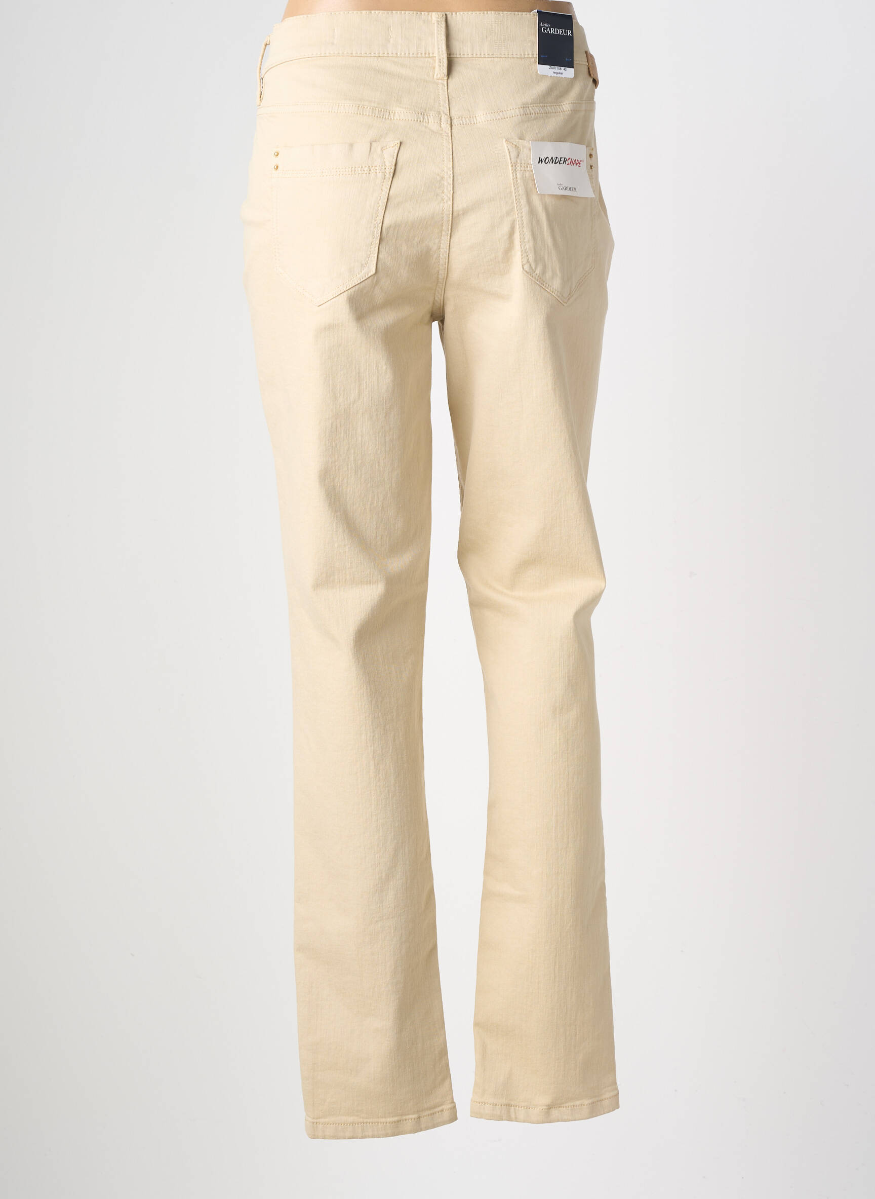 Jeans coupe droite stretch taille normale beige GARDEUR femme