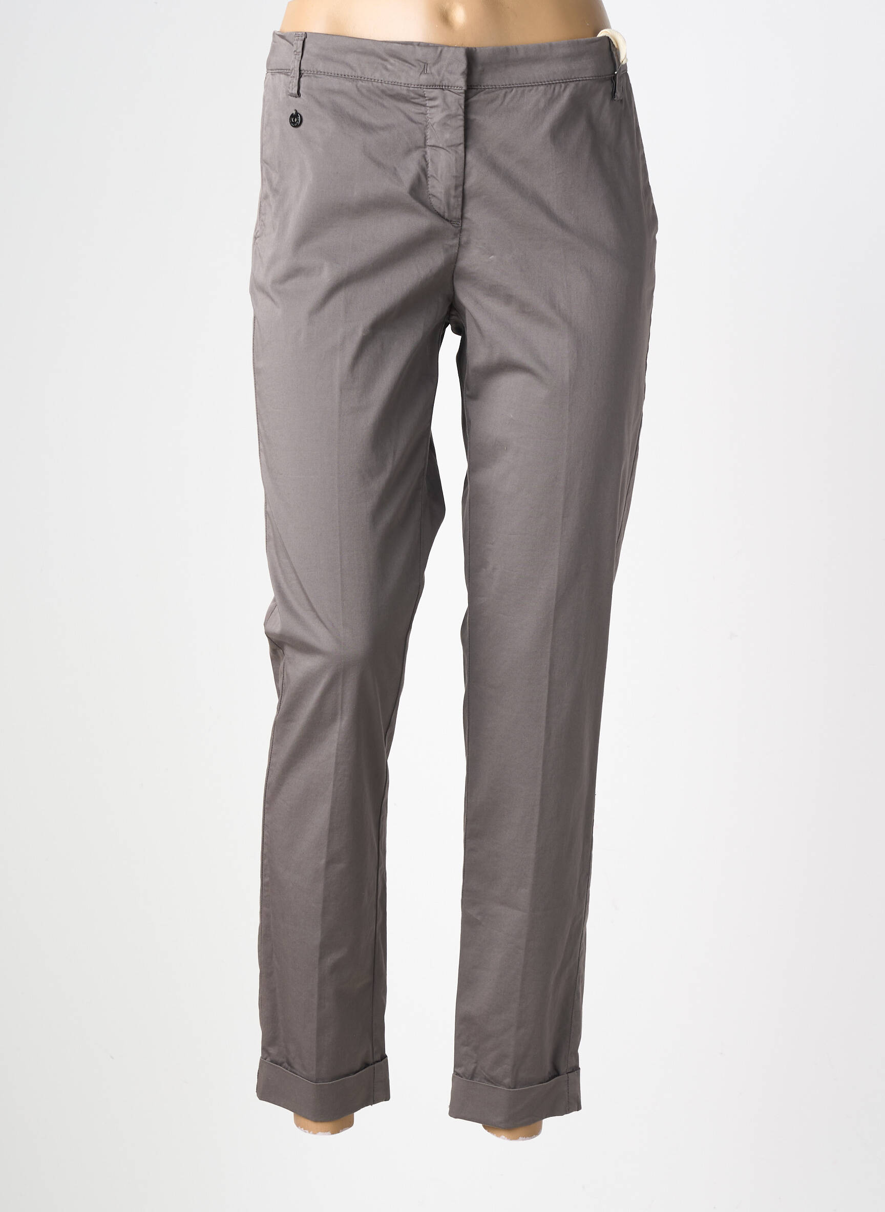 Pantalon chino stretch taille normale gris MANILA GRACE femme