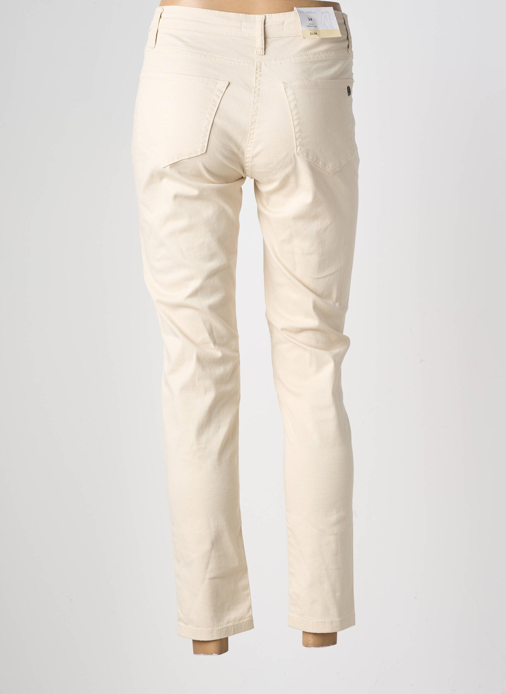 Pantalon slim tissage popeline taille normale beige BETTY BARCLAY femme
