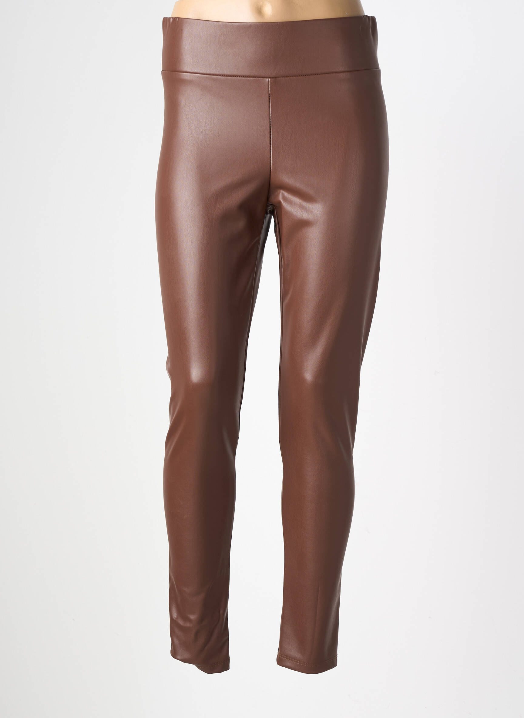Legging tissage simili-cuir taille normale marron FRANK LYMAN femme