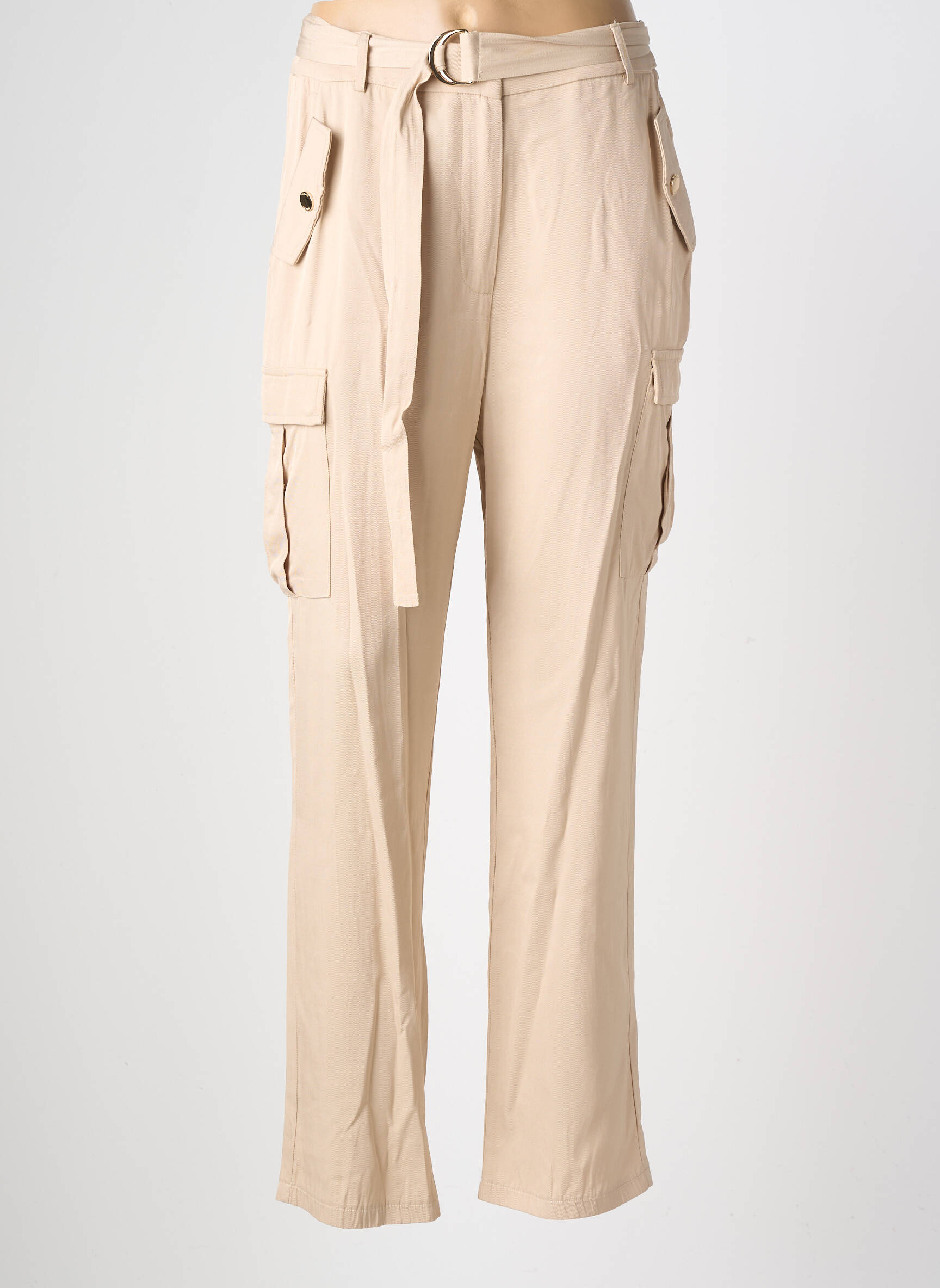 Pantalon droit tissage popeline taille normale beige GAUDI femme