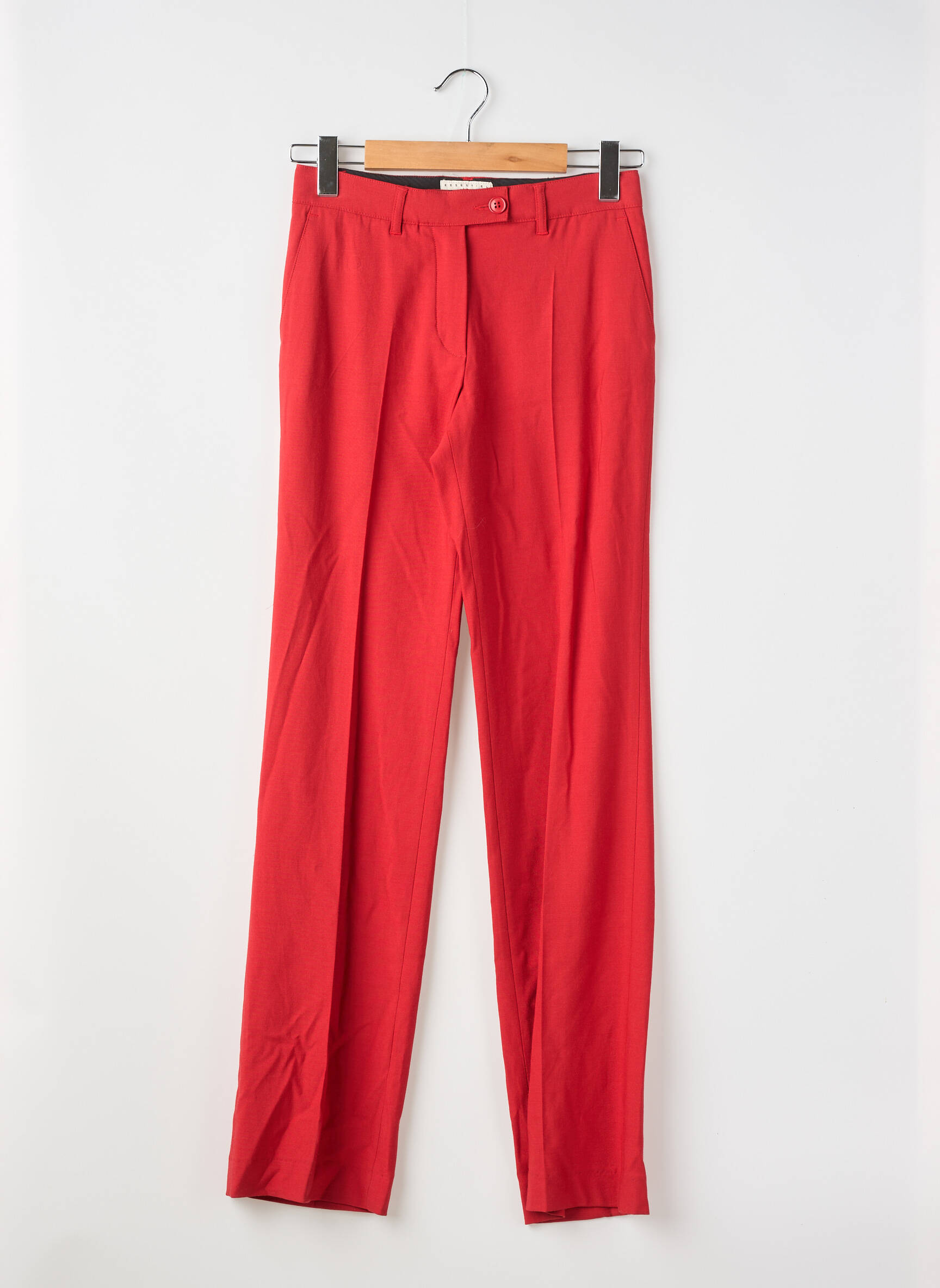 Pantalon droit tissage crêpe taille normale rouge ESSENTIEL ANTWERP femme