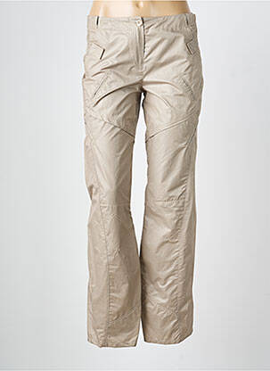 Pantalon droit tissage popeline taille normale beige INDIES femme