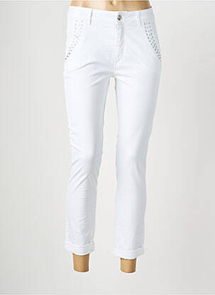 Pantalon chino tissage popeline taille normale blanc LAUREN VIDAL femme