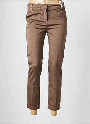 Pantalon chino tissage popeline taille normale marron MANILA GRACE femme