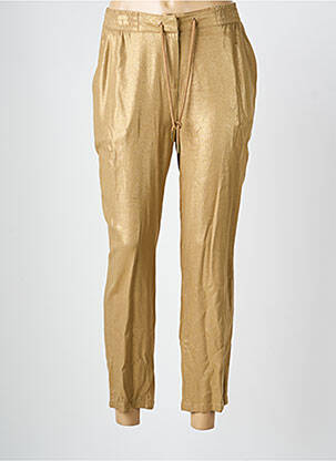 Pantalon chino fermeture zippée sous rabat avec crochet taille normale or EVA KAYAN femme