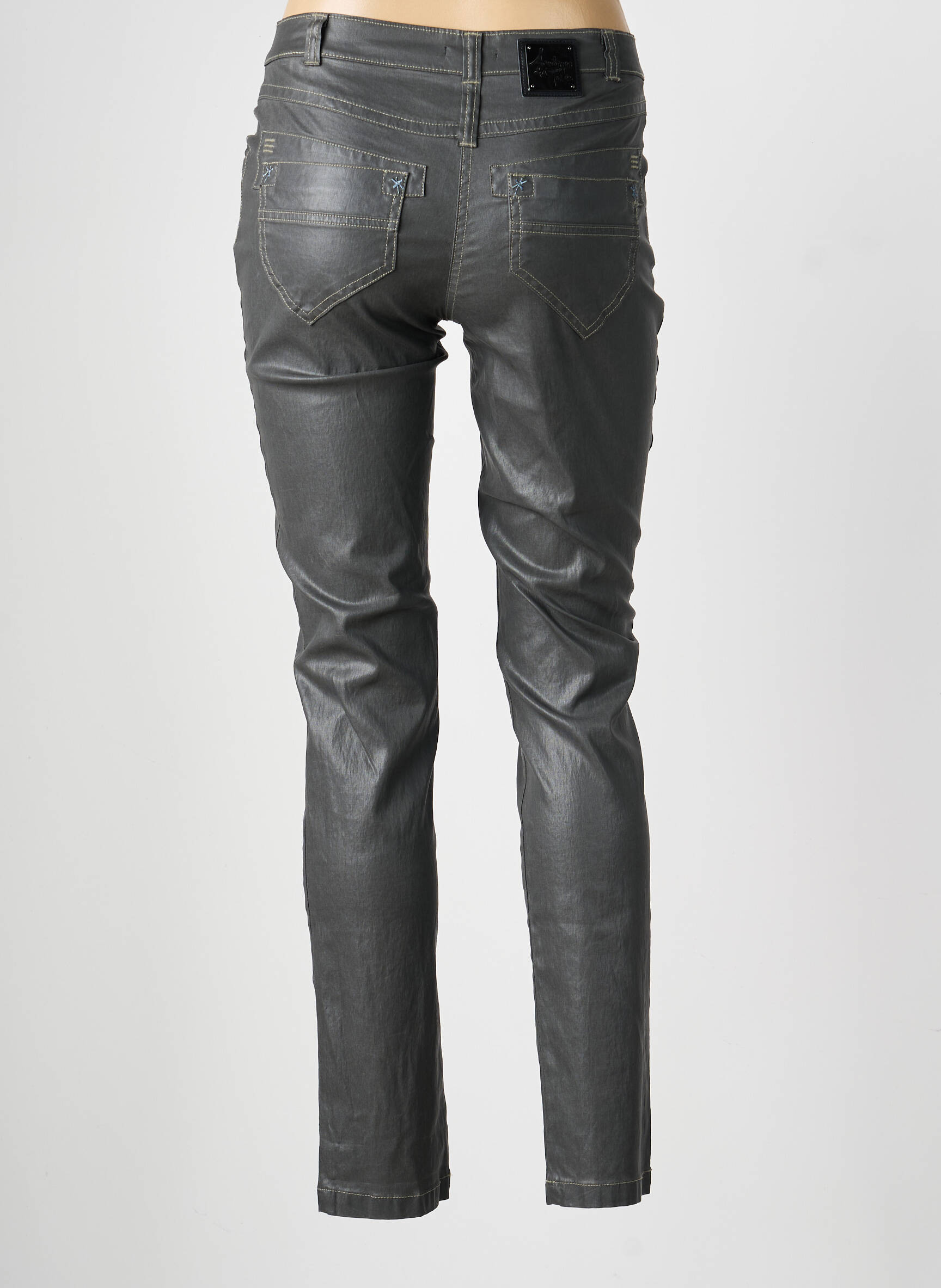 Pantalon slim tissage enduit taille normale gris AVENTURES DES TOILES femme