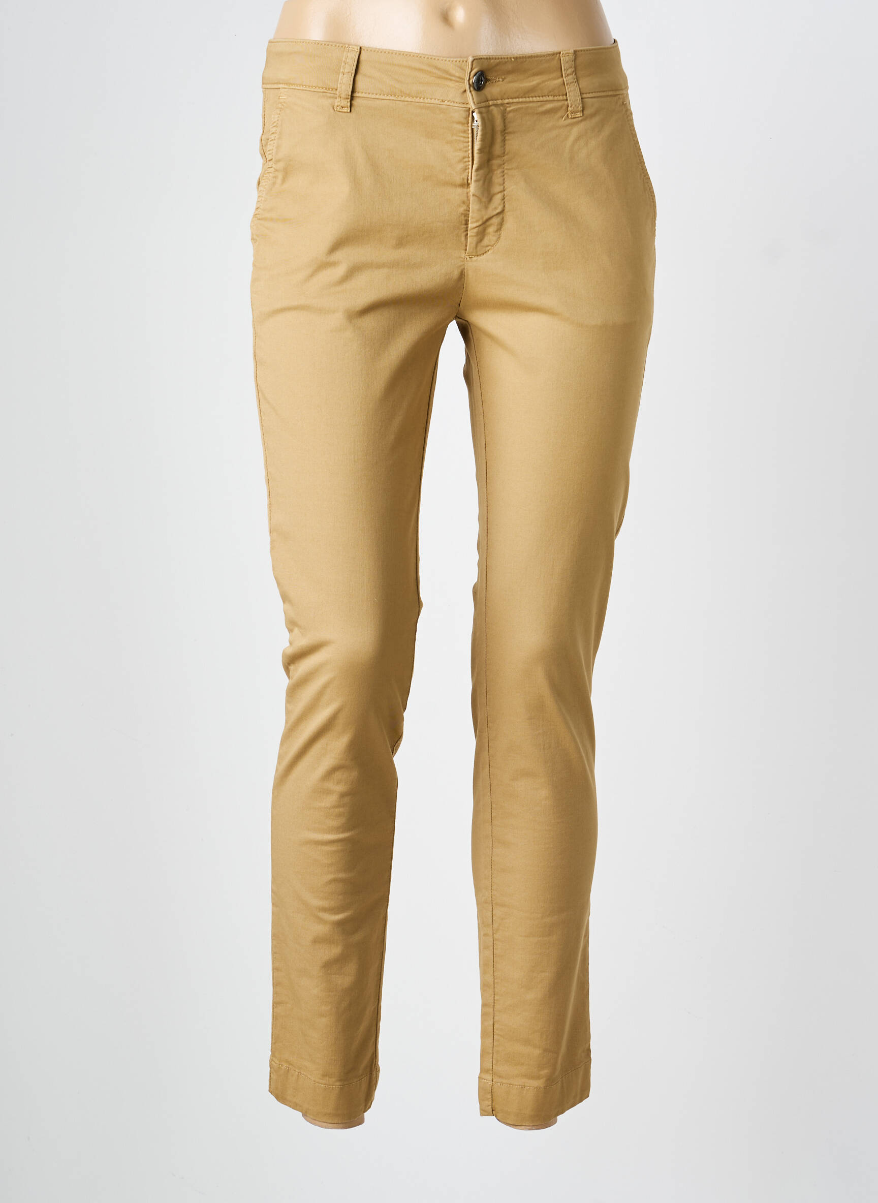 Pantalon chino tissage popeline taille normale beige LAUREN VIDAL femme